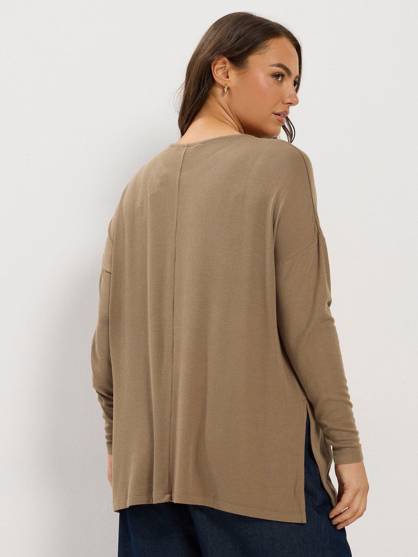 Image 2 of 4 of Yours Curve Ribbed Drop Shoulder T-shirt