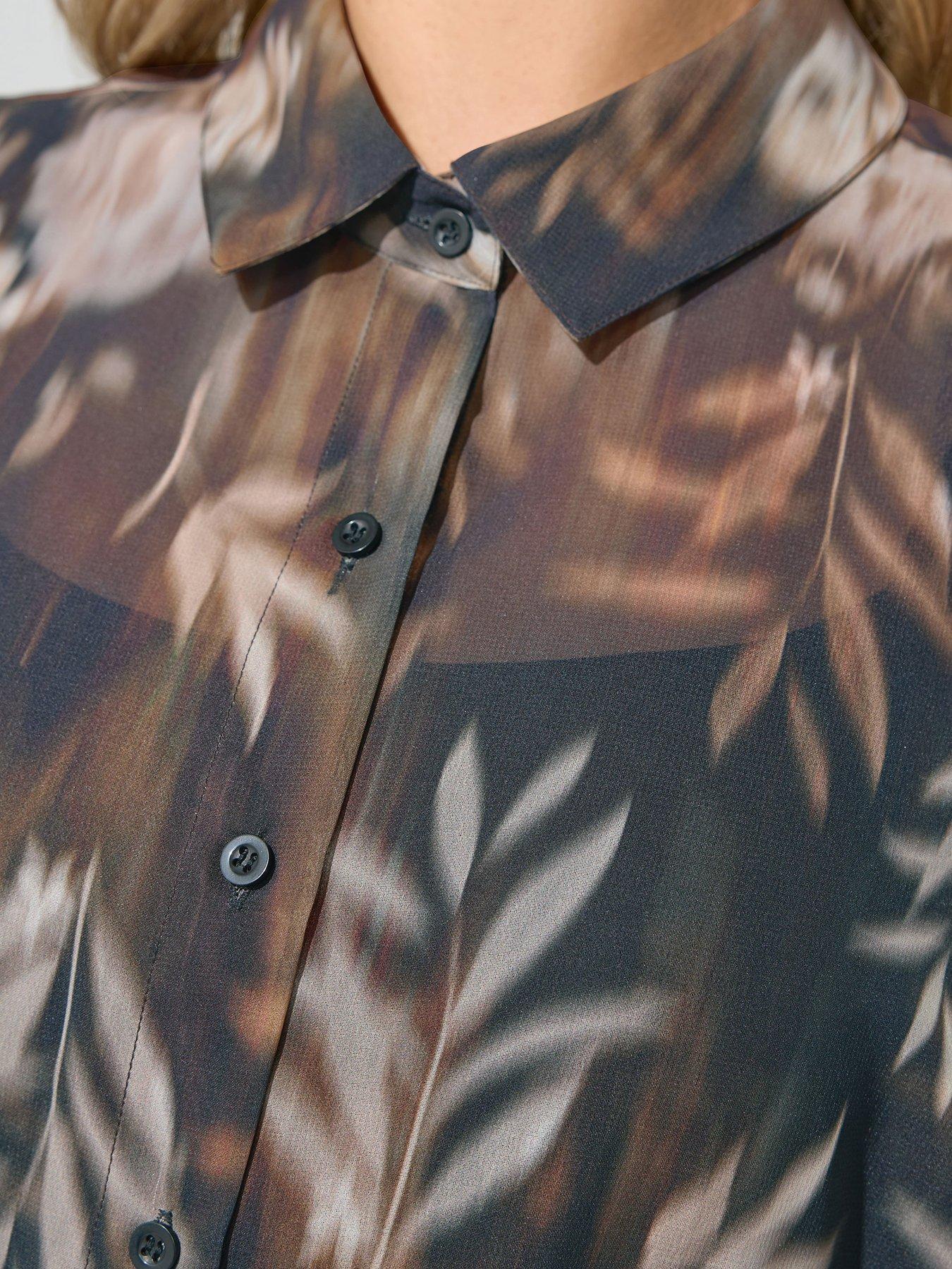 Image 4 of 4 of Yours Curve Long Sleeve Blurred Floral Shirt