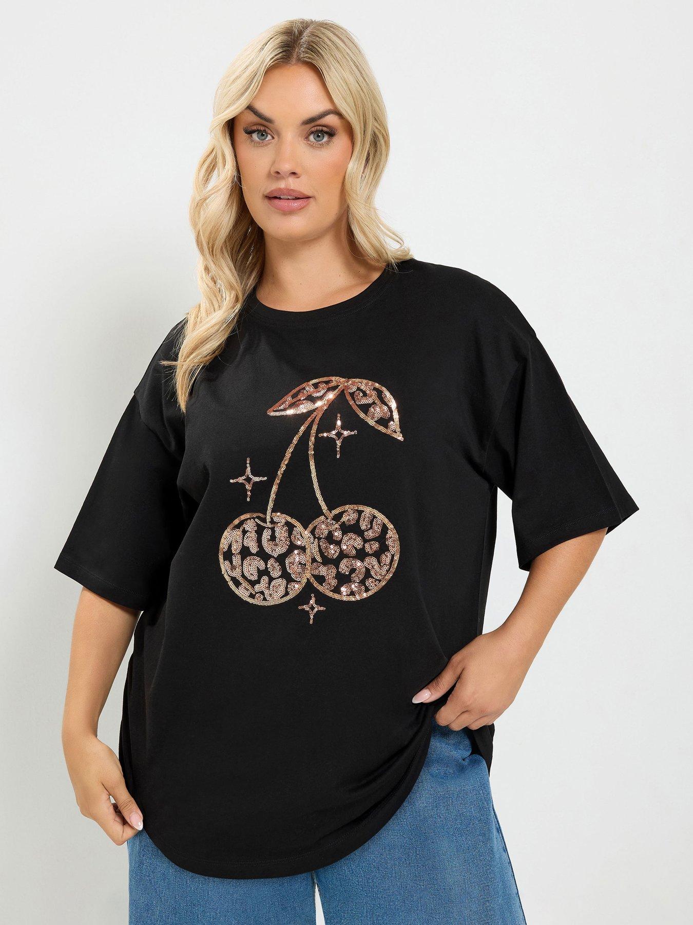 Image 1 of 4 of Yours Curve Placement Print Relaxed T-shirt