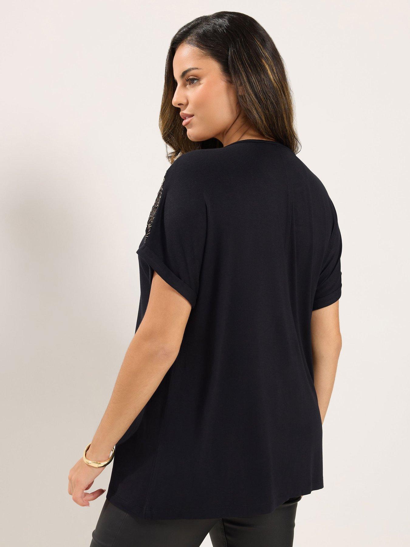Image 2 of 4 of Yours Curve Beaded Lace Top