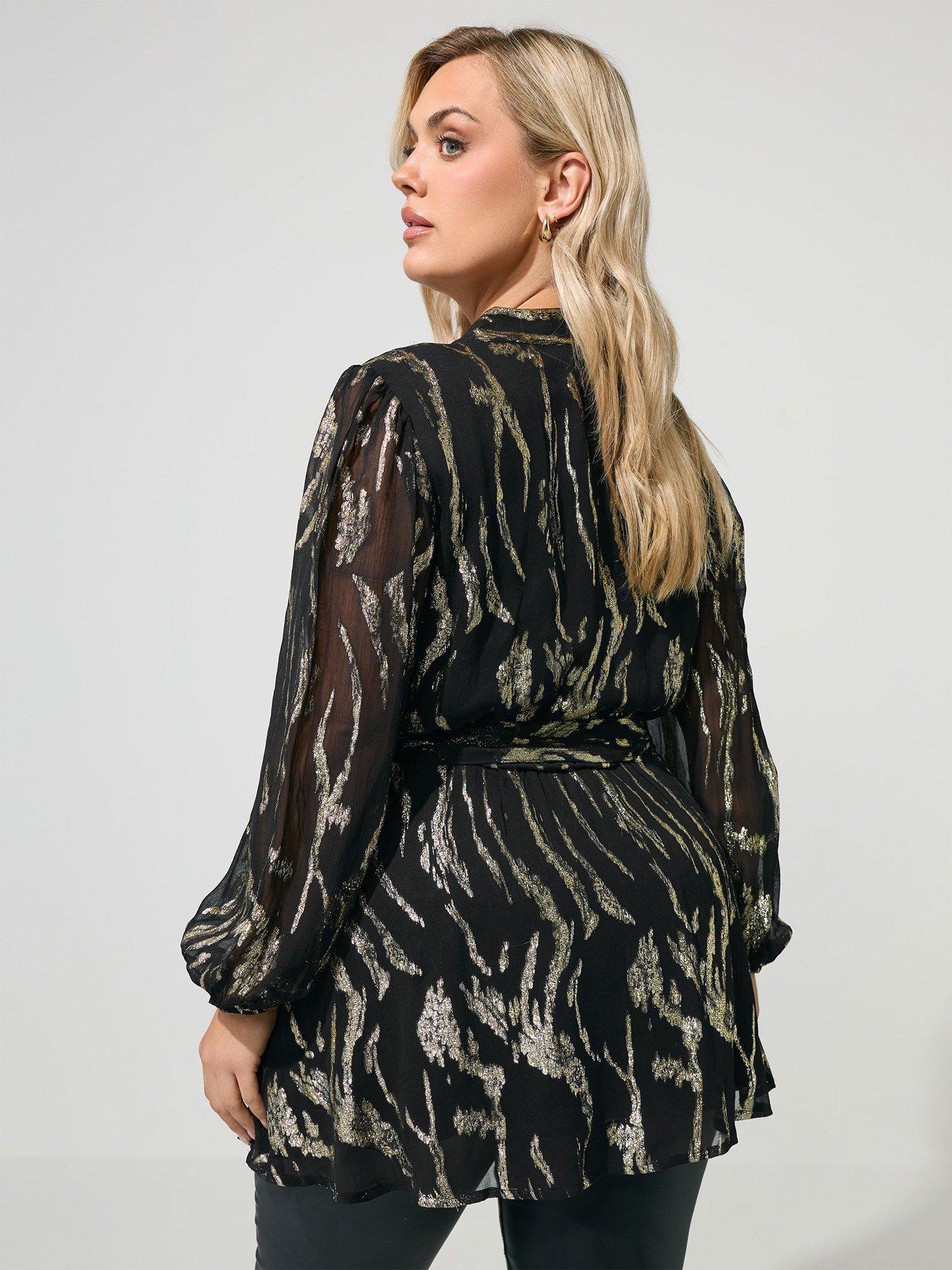 Image 2 of 4 of Yours Womens Curve Wrap Blouse - Black