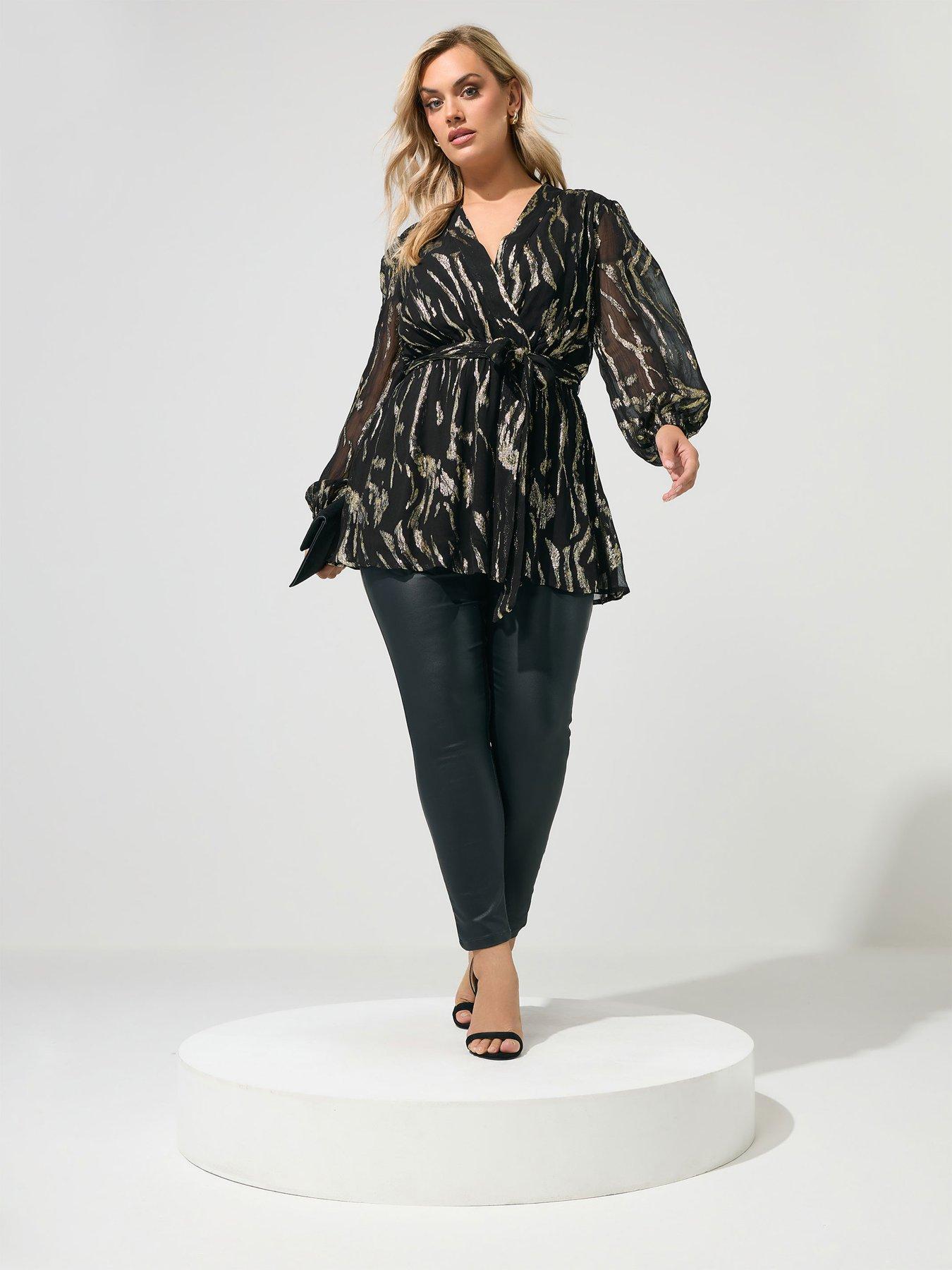 Image 3 of 4 of Yours Womens Curve Wrap Blouse - Black