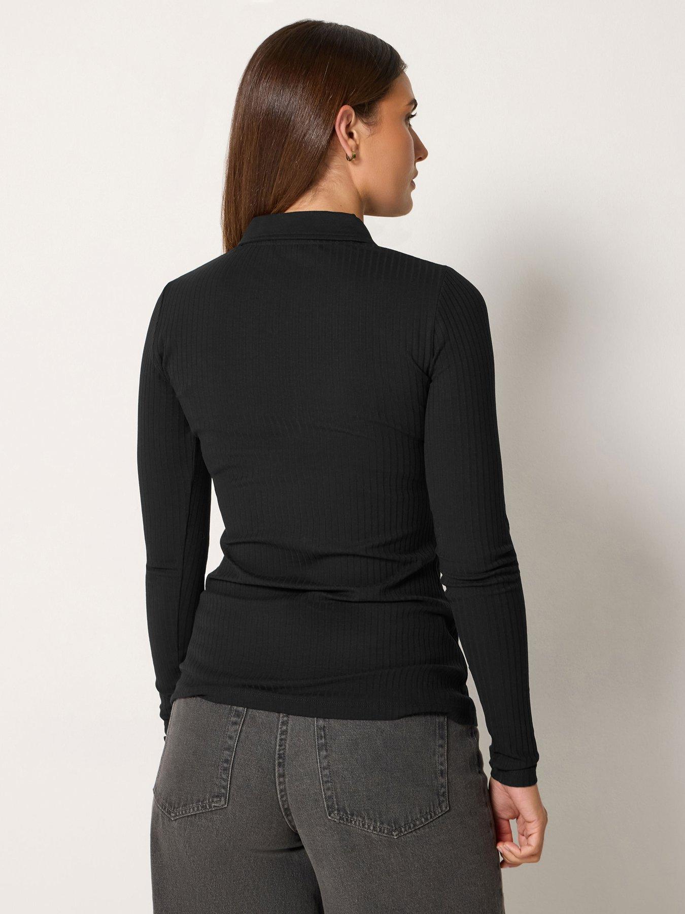 Image 2 of 4 of Long Tall Sally Tall Zip Neck Rib T-shirt