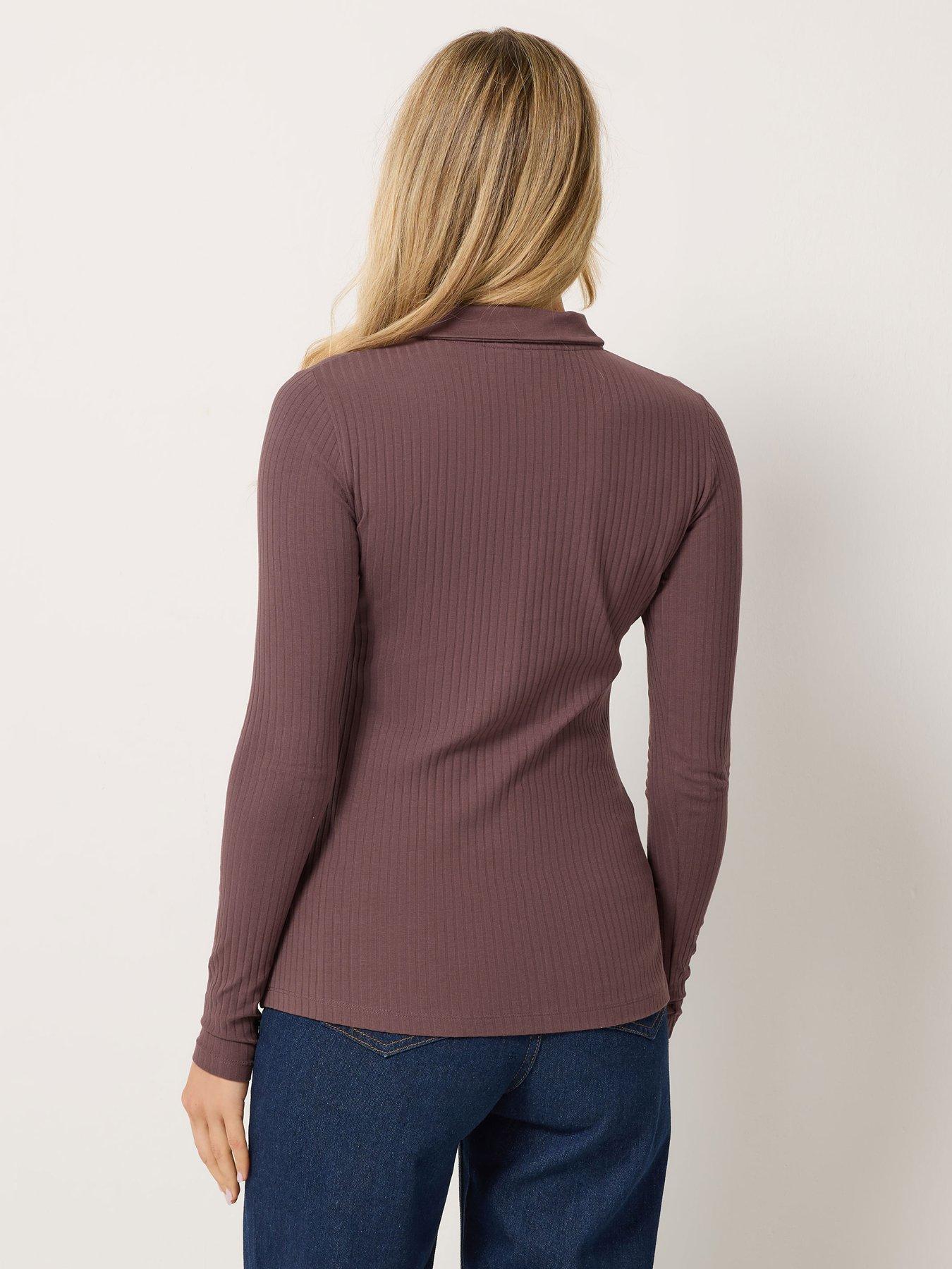 Image 2 of 4 of Long Tall Sally Tall Zip Neck Rib T-shirt
