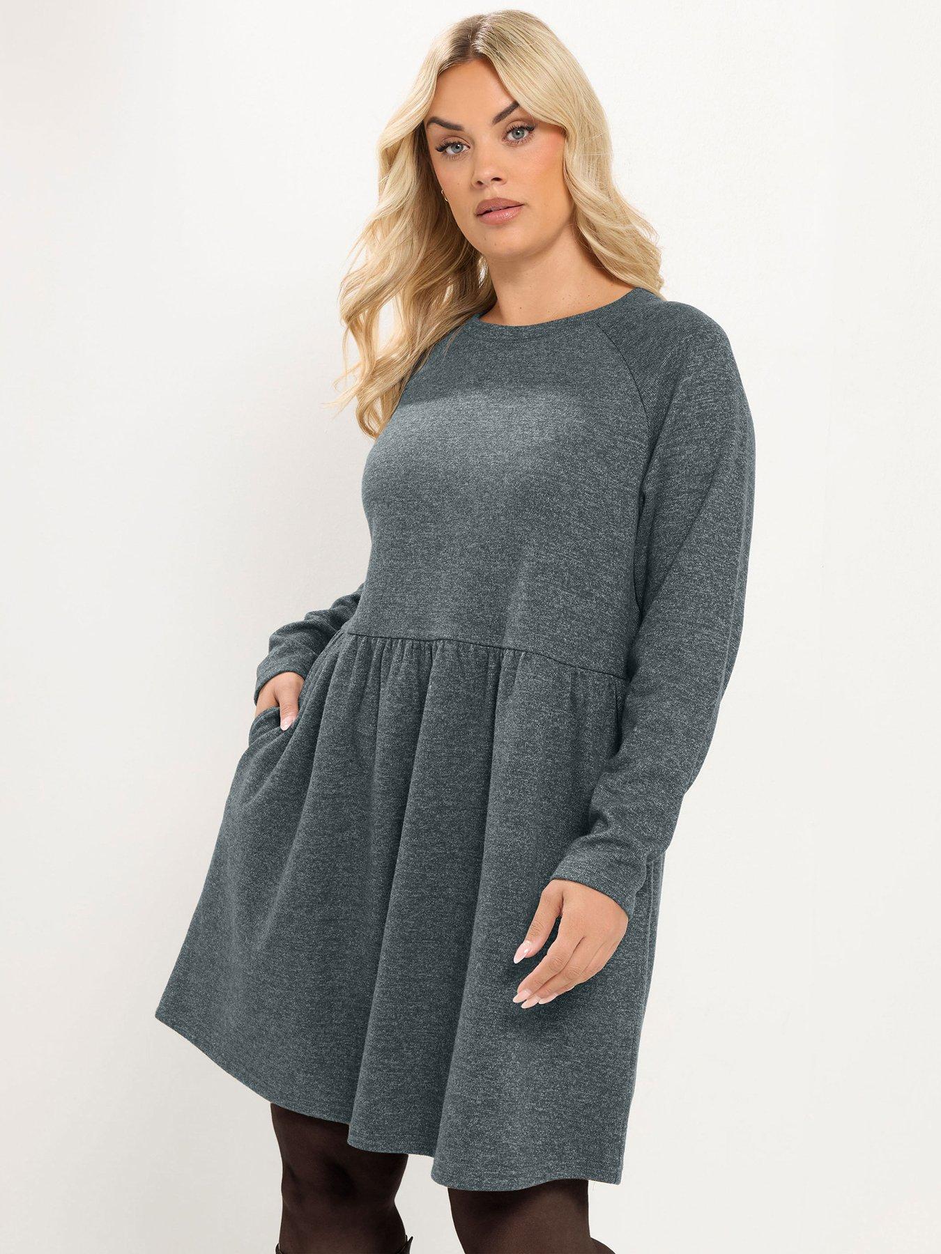 Image 1 of 4 of Yours Curve Long Sleeve Gathered Dress