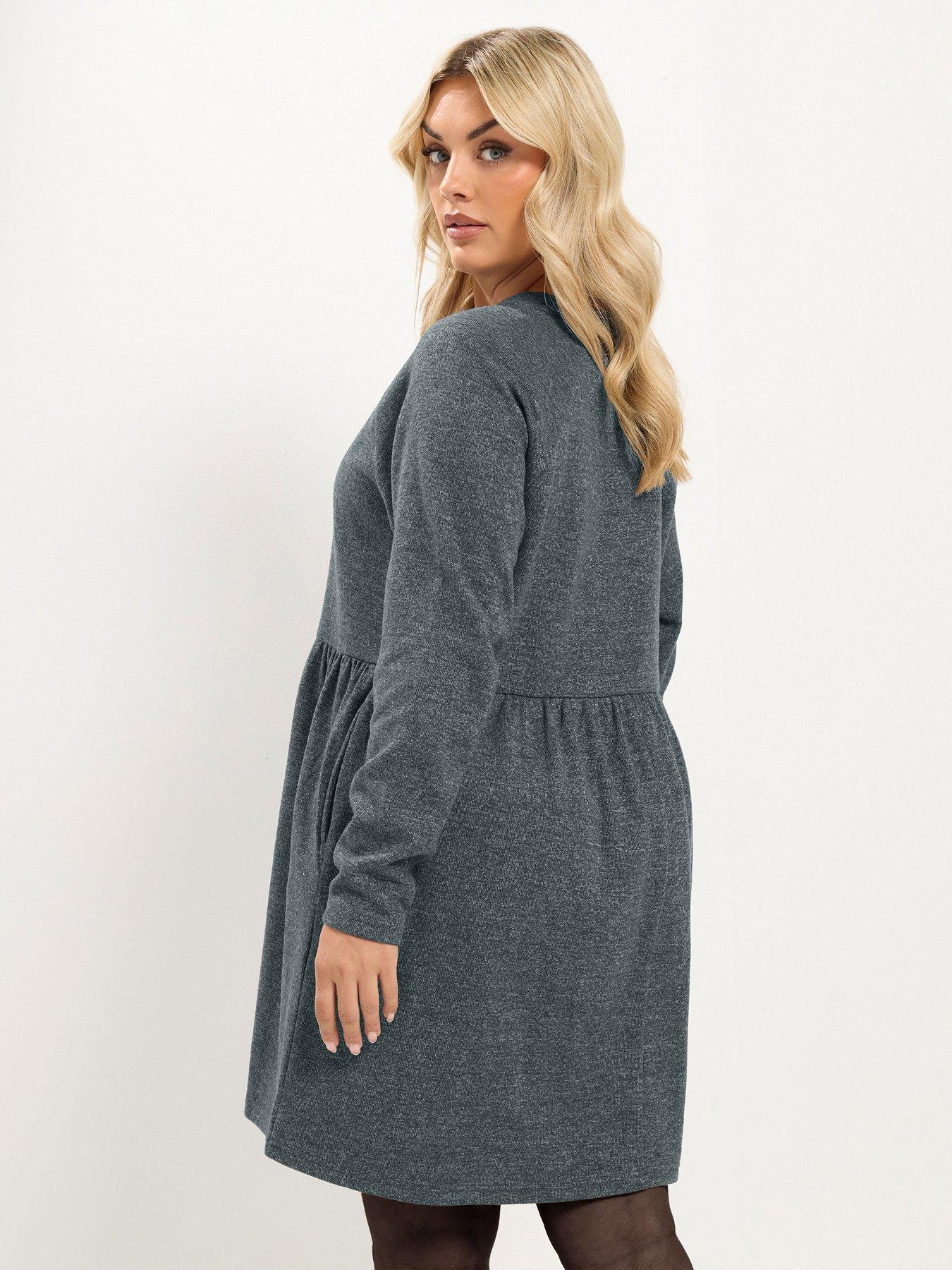 Image 2 of 4 of Yours Curve Long Sleeve Gathered Dress