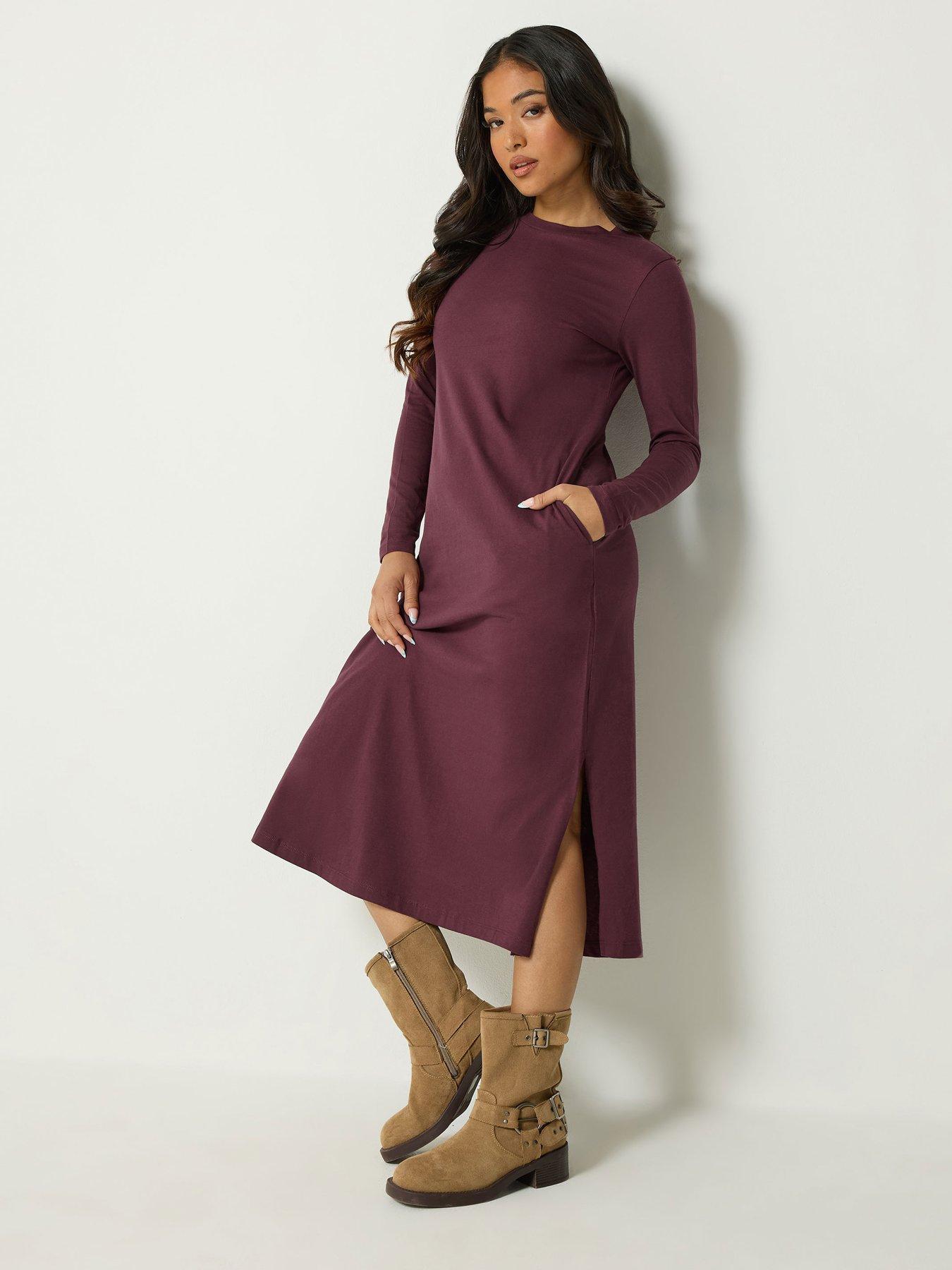 Image 3 of 4 of Yours Petite Long Sleeve Jersey Maxi Dress