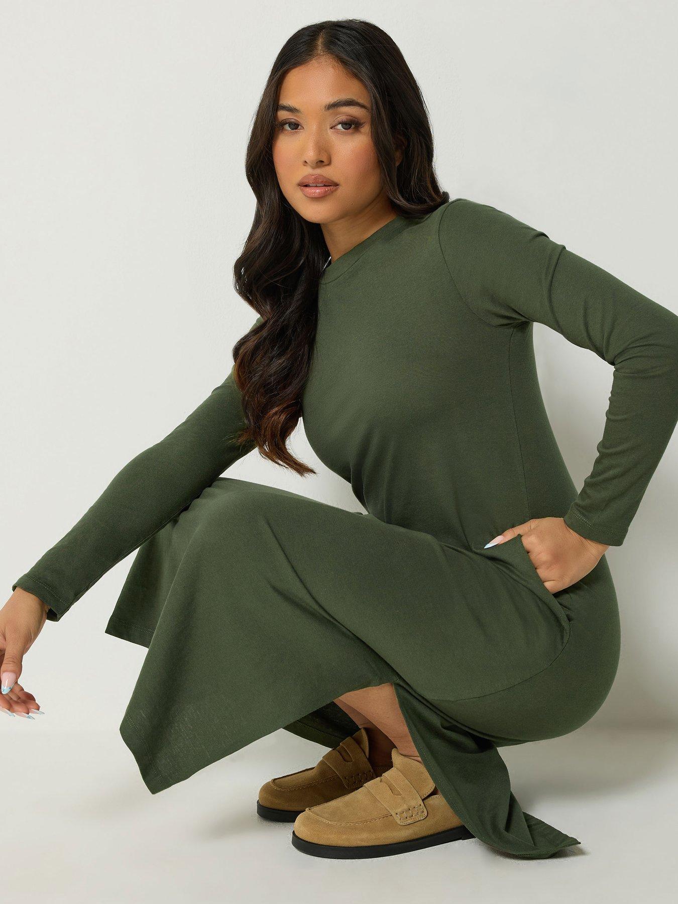 Image 3 of 4 of Yours Petite Long Sleeve Jersey Maxi Dress