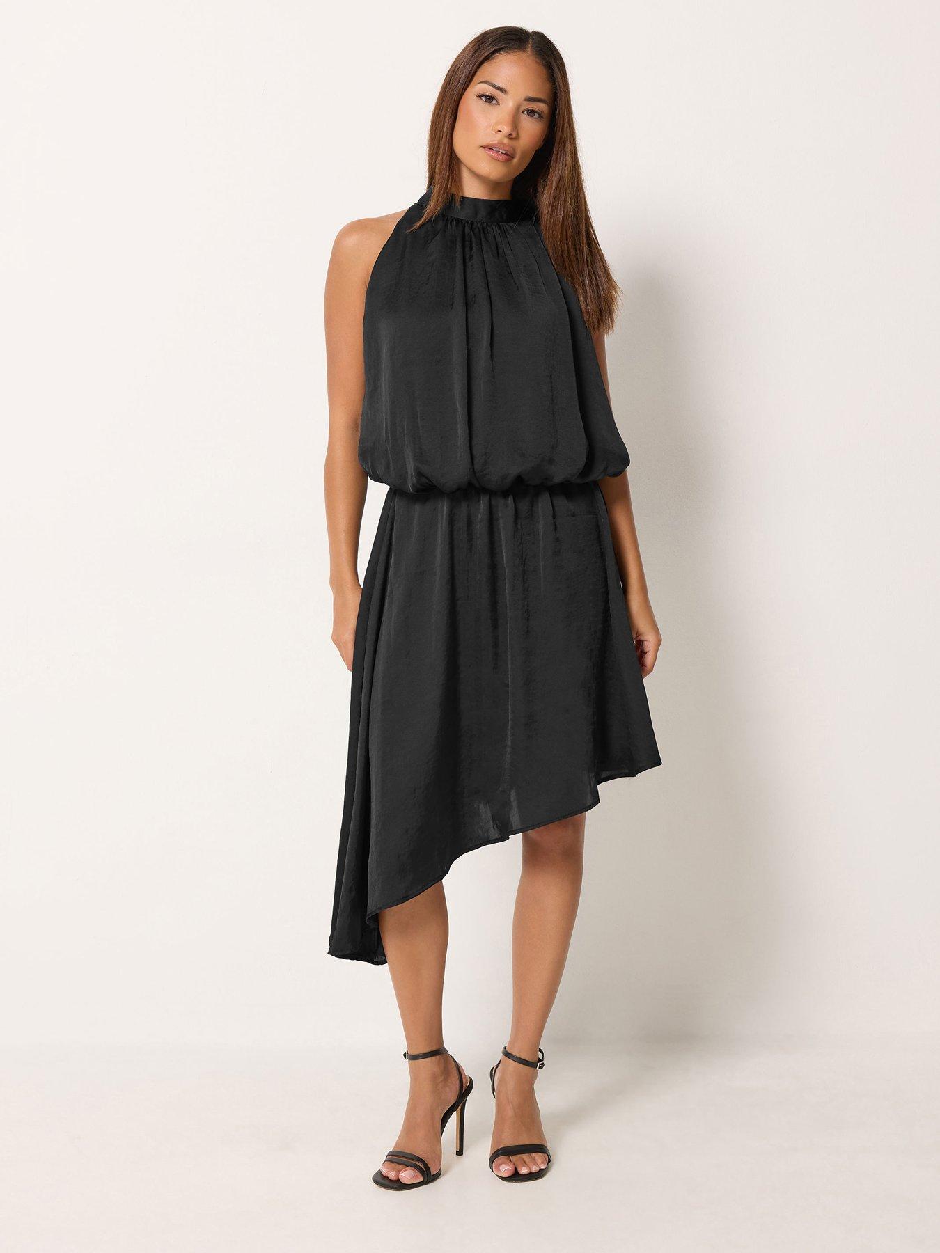 Image 1 of 4 of Yours Petite Halter Neck Asymmetric Dress