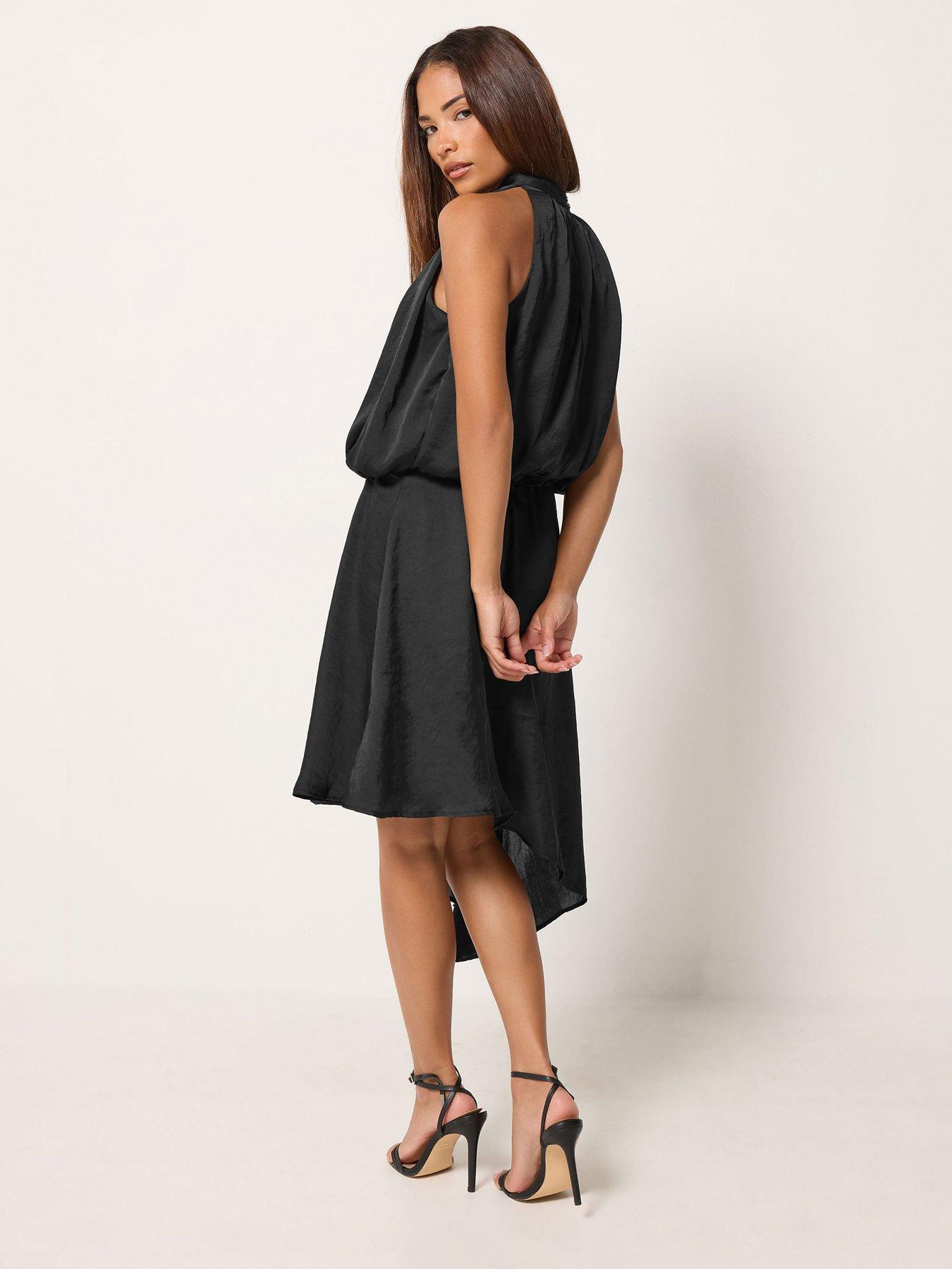 Image 2 of 4 of Yours Petite Halter Neck Asymmetric Dress