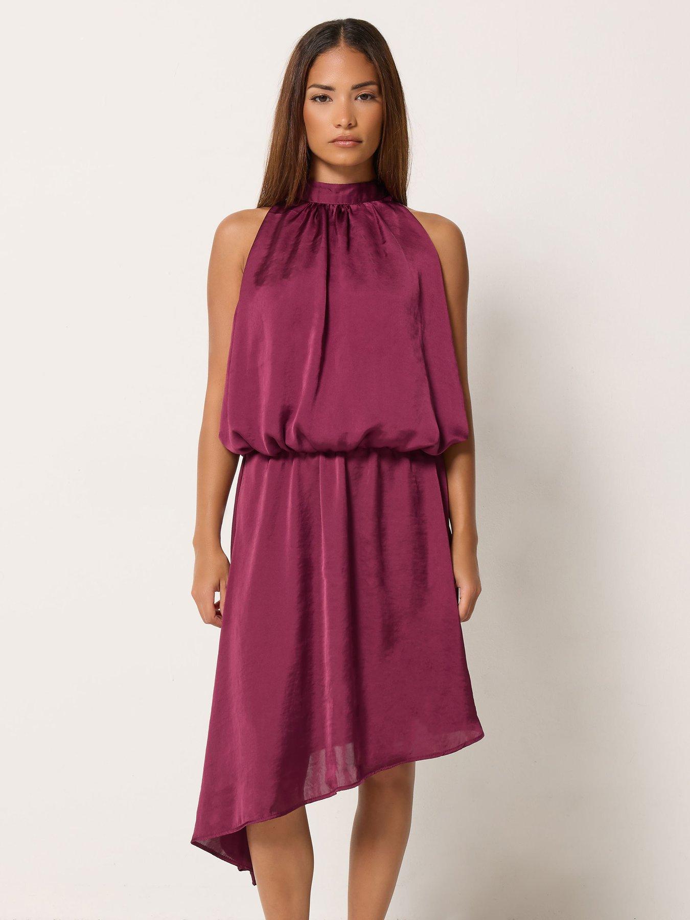 Image 1 of 4 of Yours Petite Halter Neck Asymmetric Dress