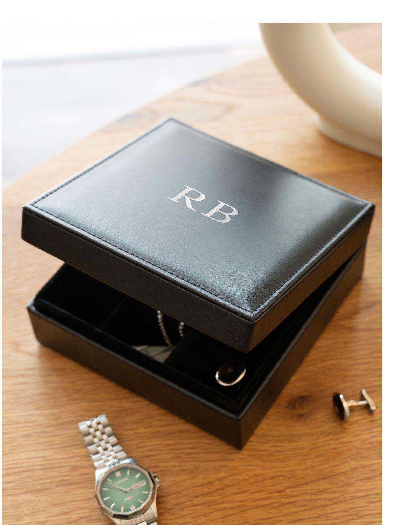 Image 1 of 6 of Treat Republic Monogrammed Luxury Men's Black Accessories Box