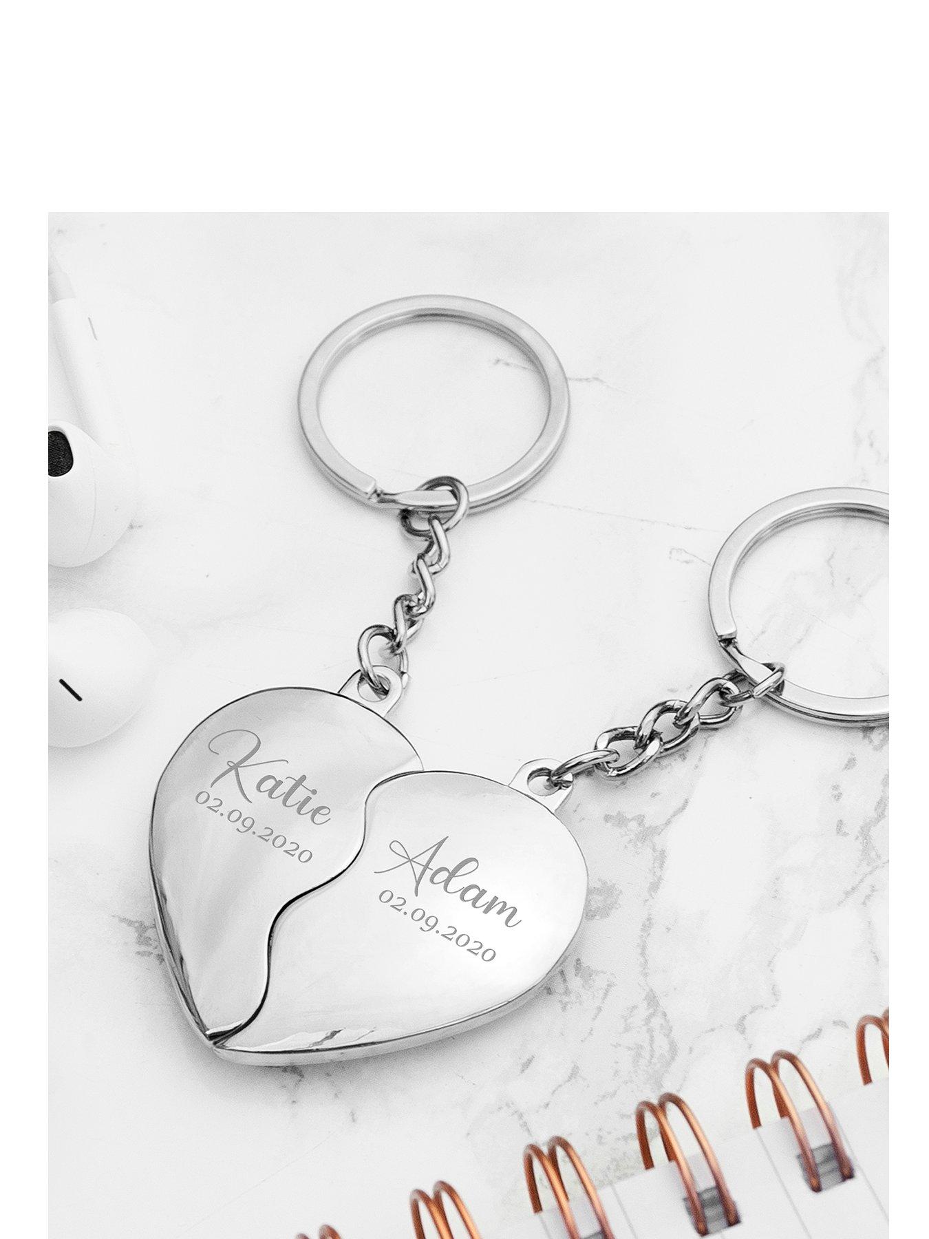 Image 1 of 5 of Treat Republic Personalised Joining Hearts Magnetic Special Date Keyring Set