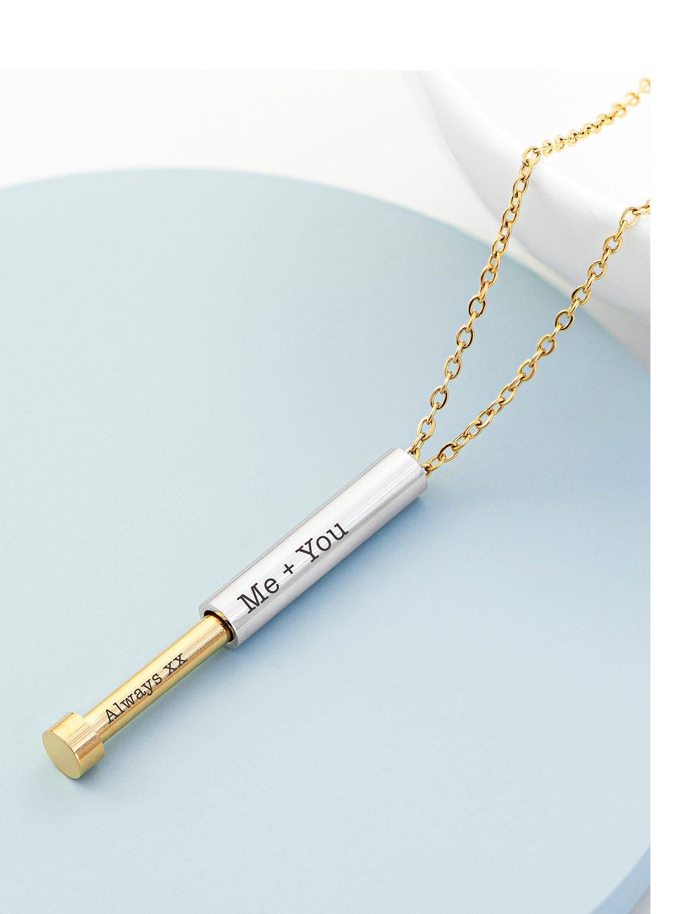 Image 1 of 5 of Treat Republic Personalised Gold Plated Round Hidden Message Capsule Necklace