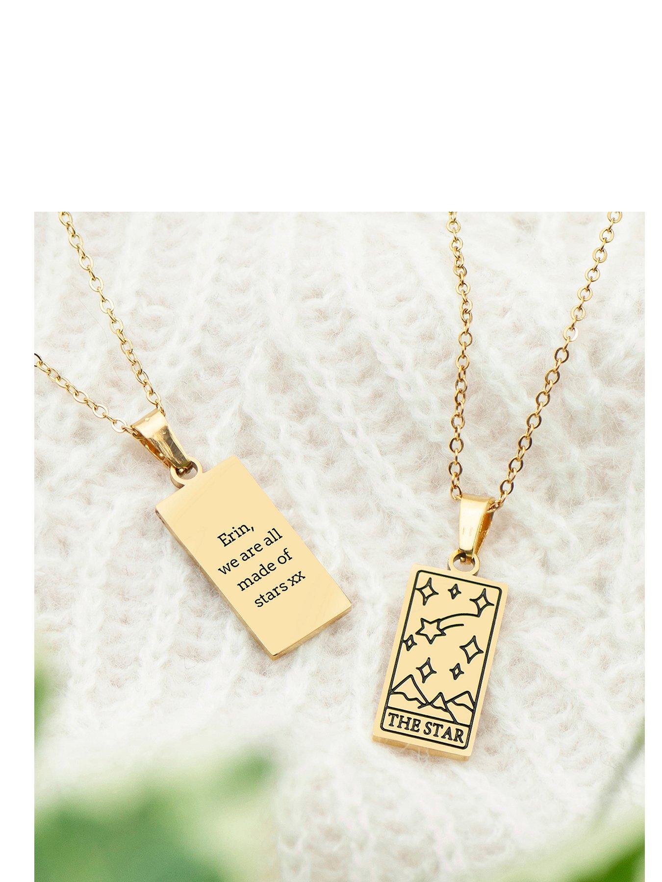 Image 1 of 5 of Treat Republic Personalised Gold Plated Star Tarot Card Necklace