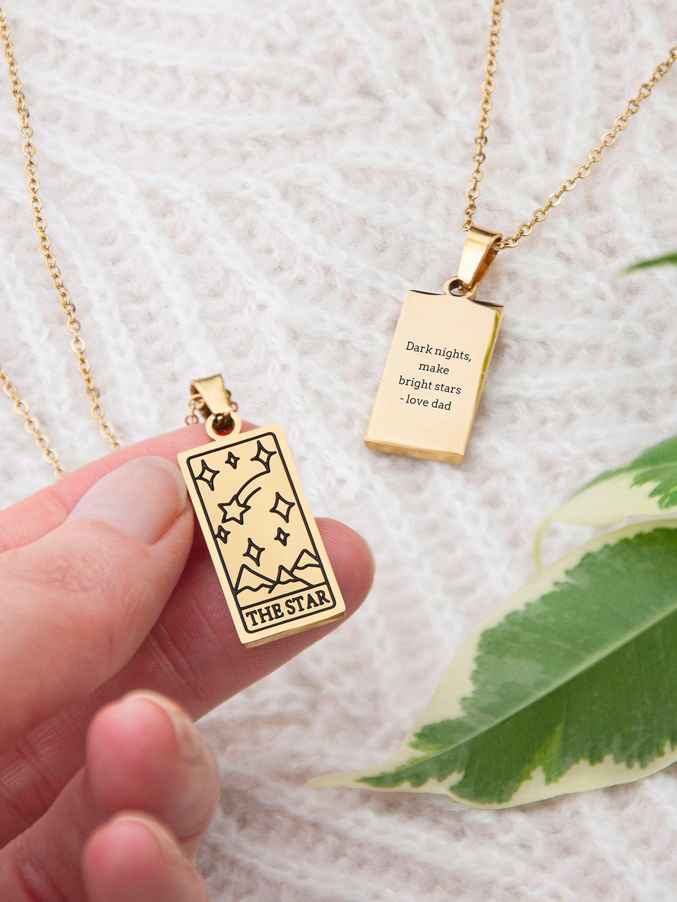 Image 3 of 5 of Treat Republic Personalised Gold Plated Star Tarot Card Necklace