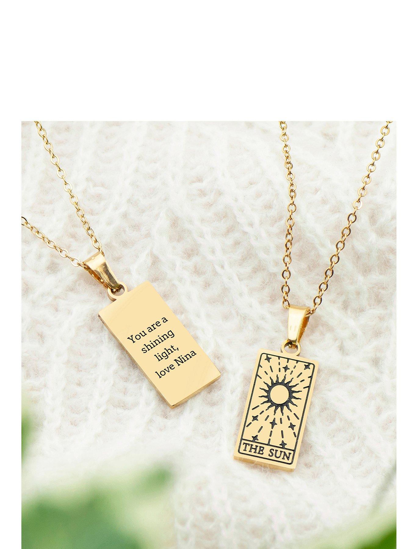 Image 1 of 5 of Treat Republic Personalised Gold Plated Sun Tarot Card Necklace