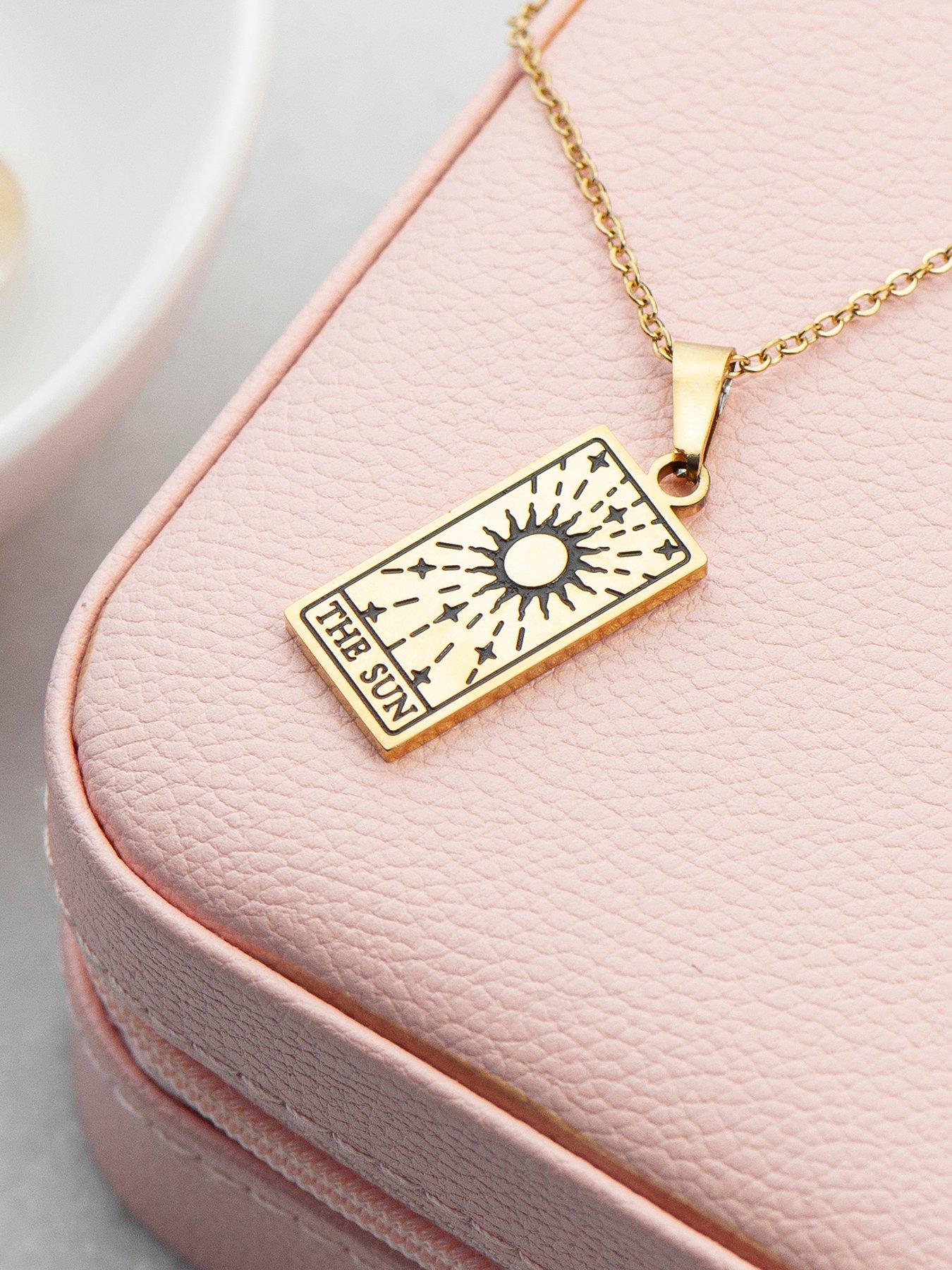Image 4 of 5 of Treat Republic Personalised Gold Plated Sun Tarot Card Necklace