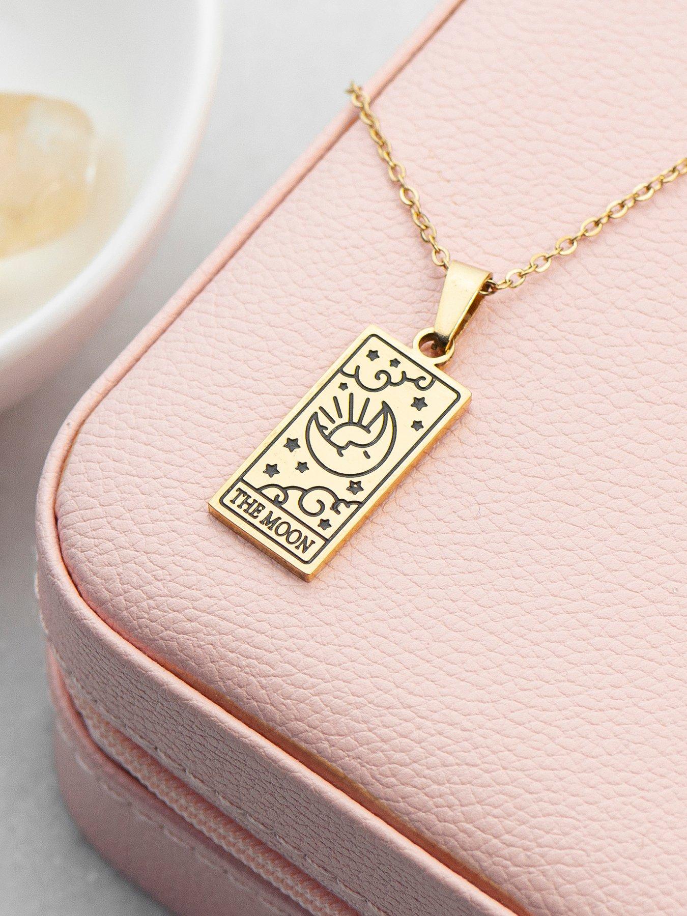 Image 4 of 5 of Treat Republic Personalised Gold Plated Moon Tarot Card Necklace