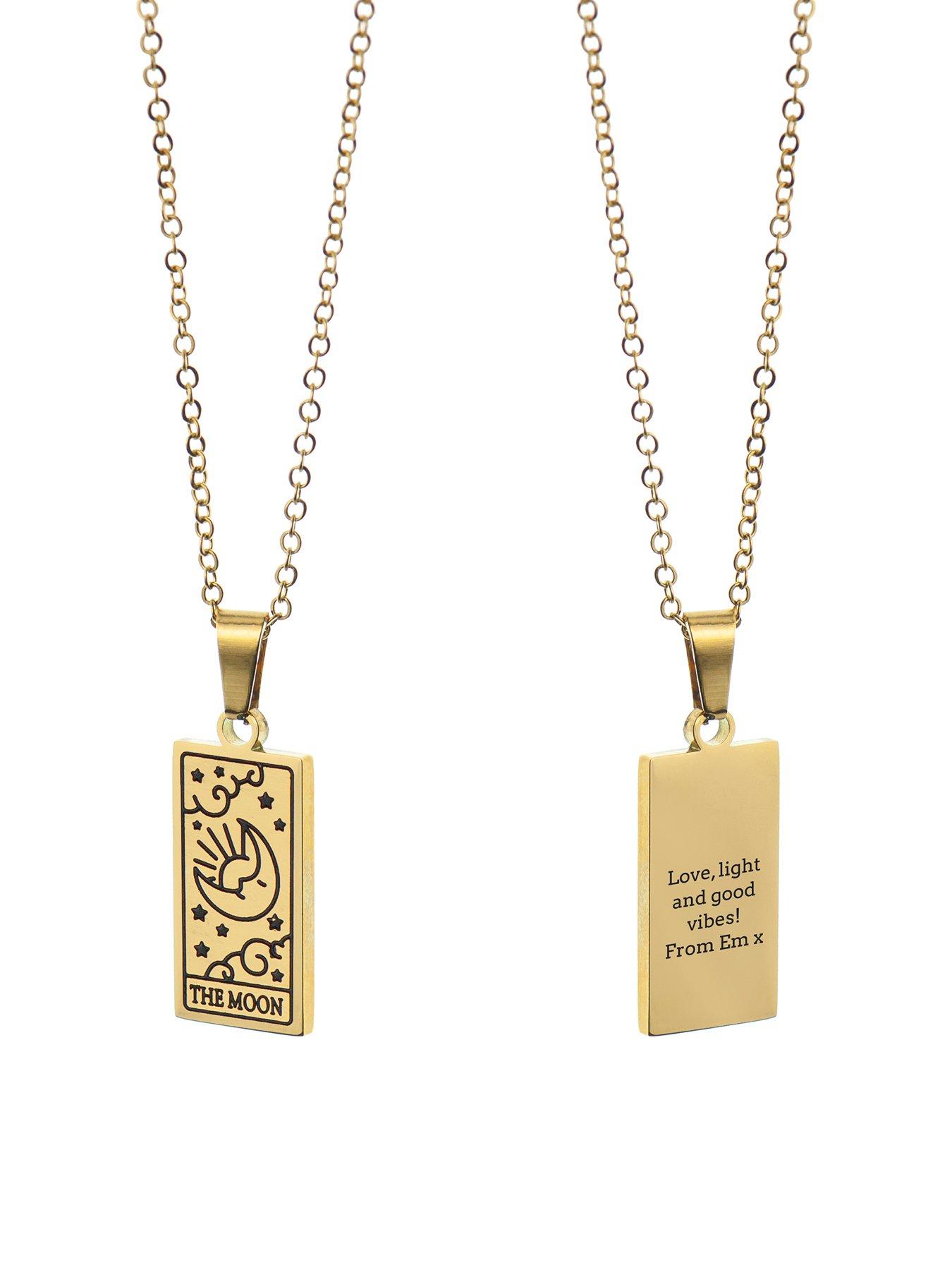 Image 5 of 5 of Treat Republic Personalised Gold Plated Moon Tarot Card Necklace