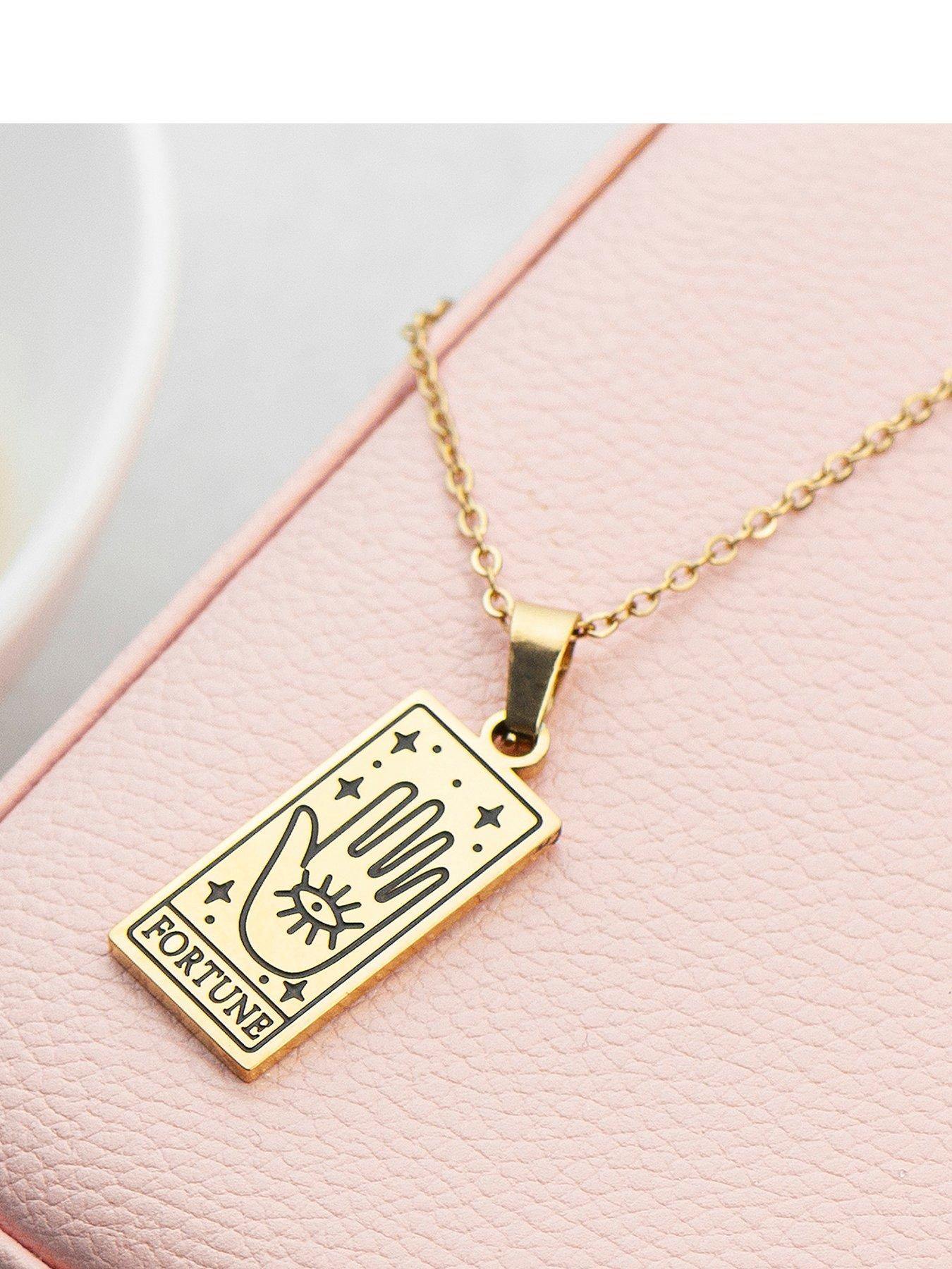 Image 1 of 5 of Treat Republic Personalised Gold Plated Fortune Tarot Card Necklace