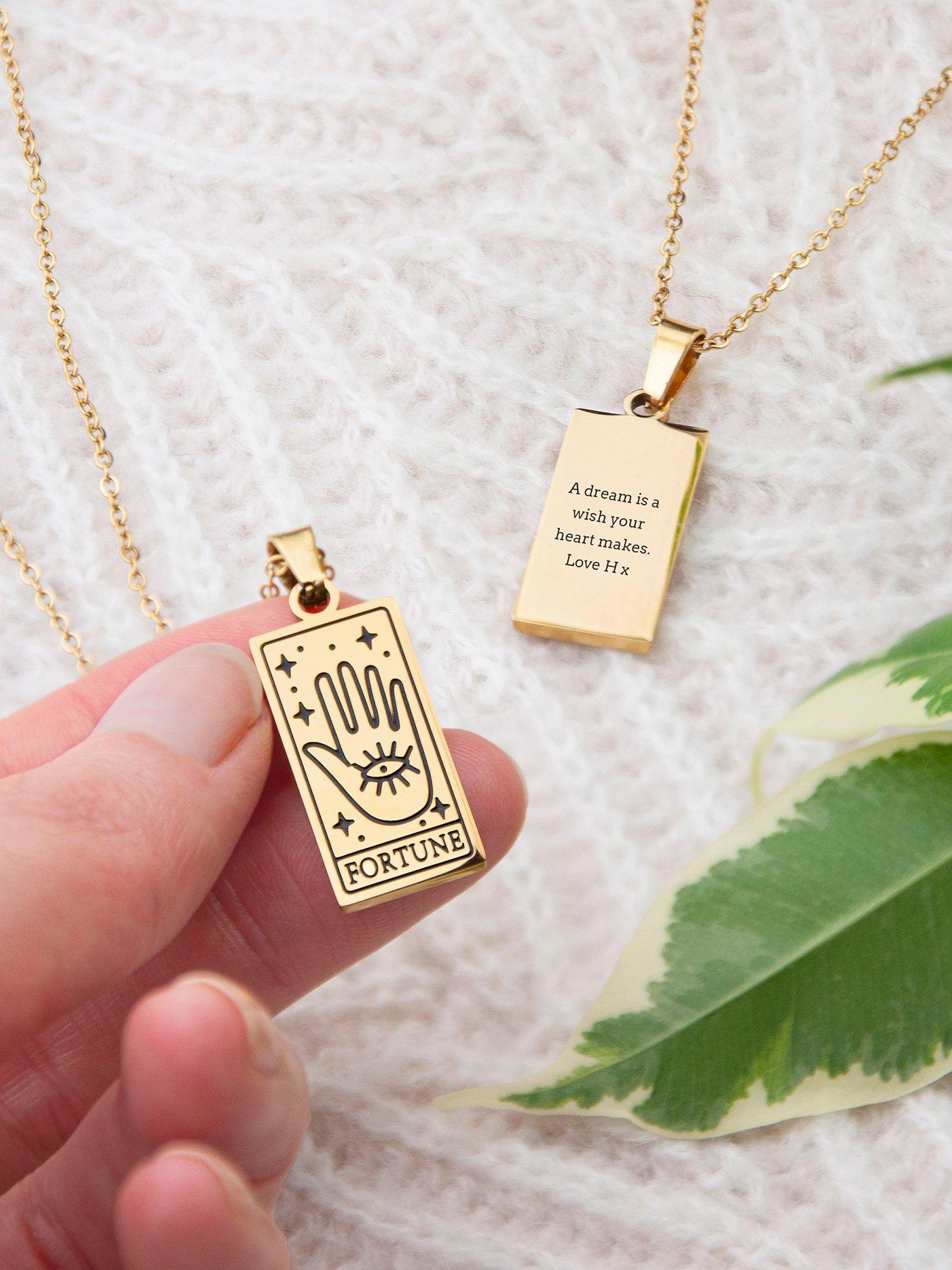 Image 4 of 5 of Treat Republic Personalised Gold Plated Fortune Tarot Card Necklace
