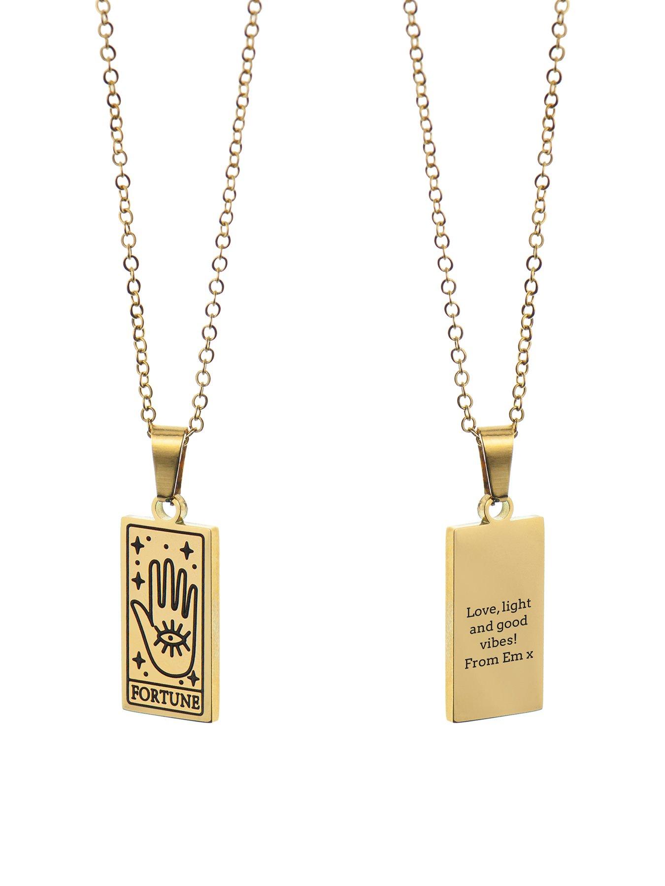 Image 5 of 5 of Treat Republic Personalised Gold Plated Fortune Tarot Card Necklace
