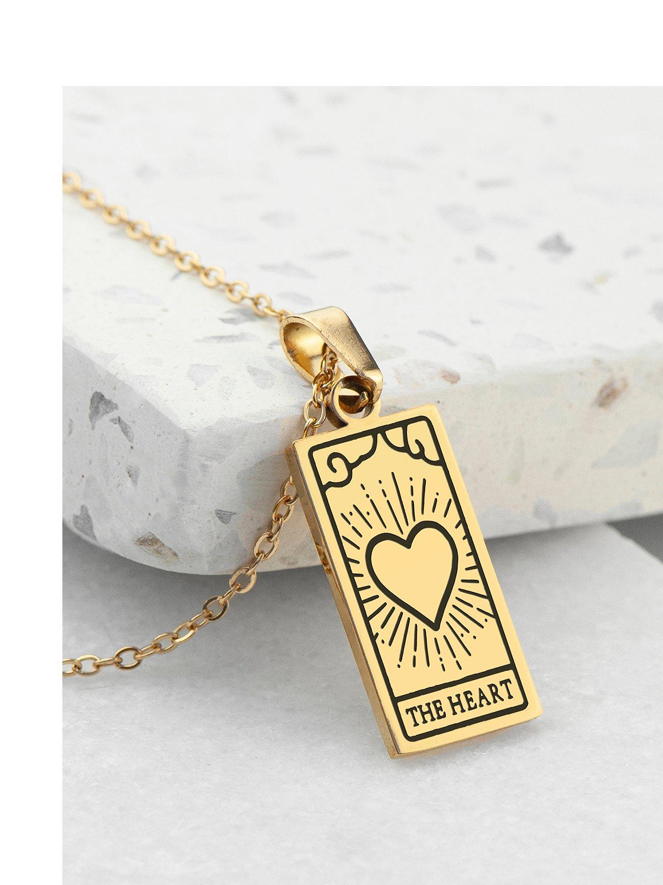 Image 1 of 5 of Treat Republic Personalised Gold Plated Heart Tarot Card Necklace