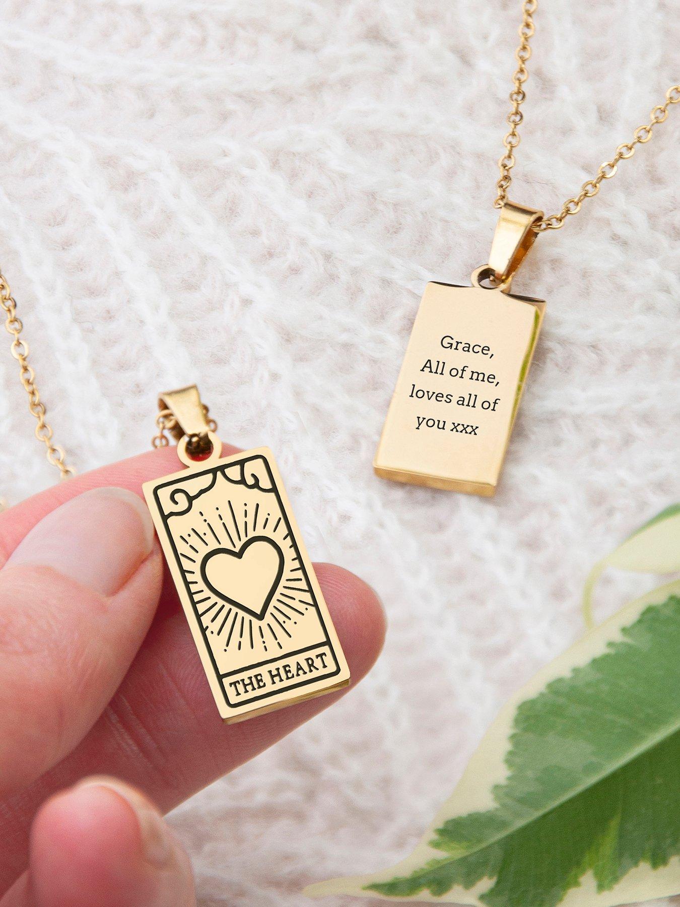 Image 2 of 5 of Treat Republic Personalised Gold Plated Heart Tarot Card Necklace