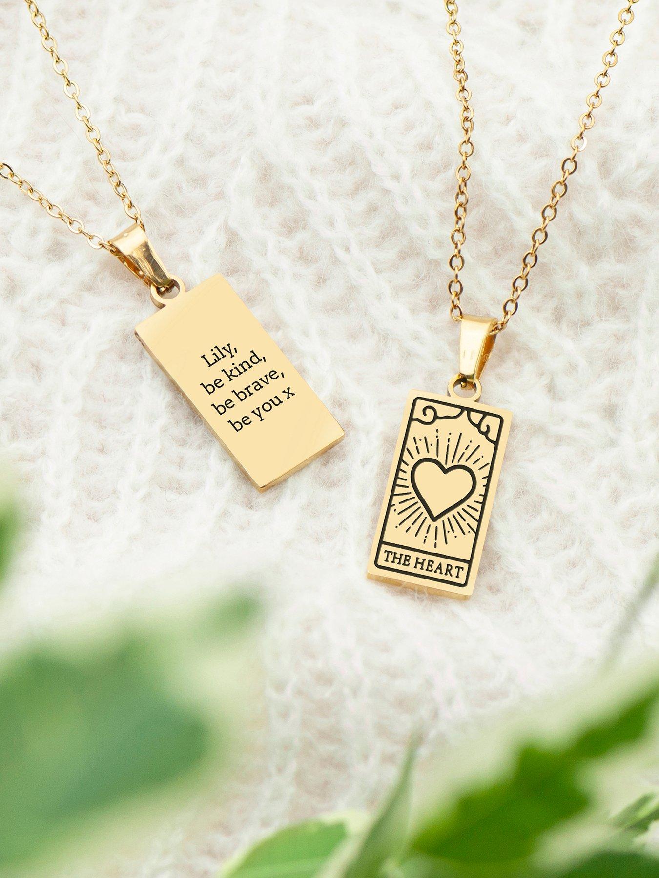 Image 4 of 5 of Treat Republic Personalised Gold Plated Heart Tarot Card Necklace