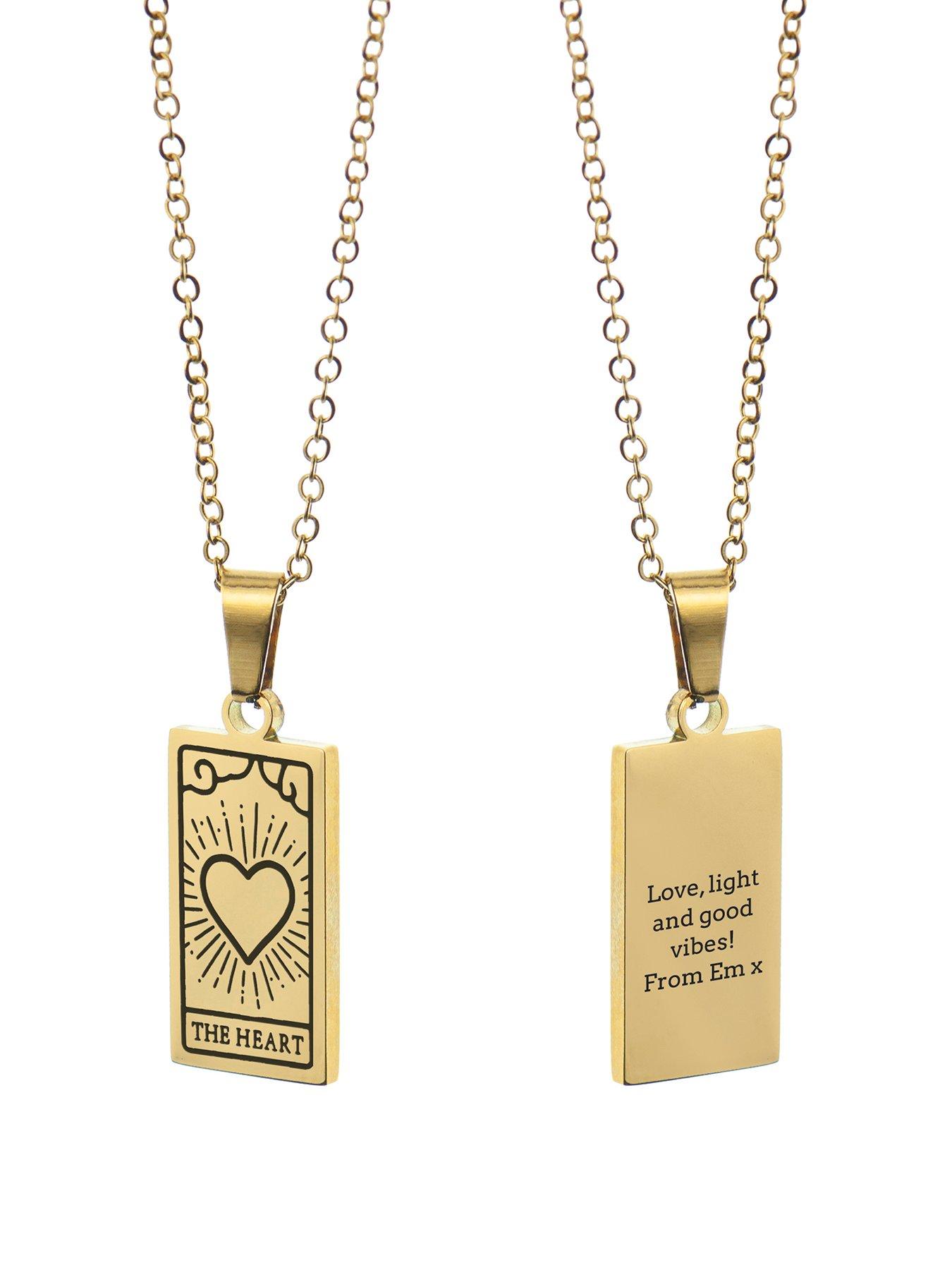 Image 5 of 5 of Treat Republic Personalised Gold Plated Heart Tarot Card Necklace