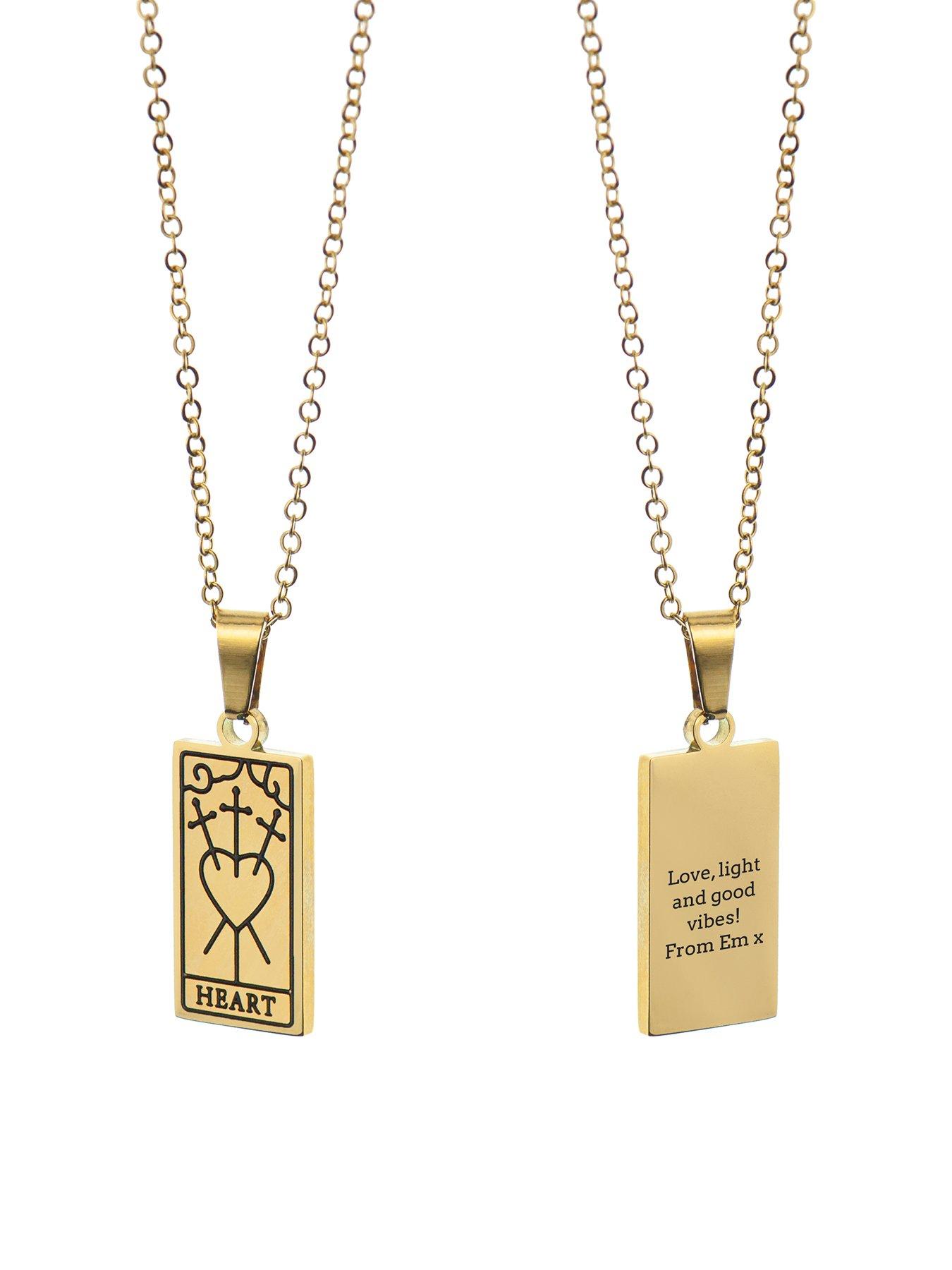 Image 5 of 5 of Treat Republic Personalised Gold Plated Three of Swords Heart Tarot Card Necklace