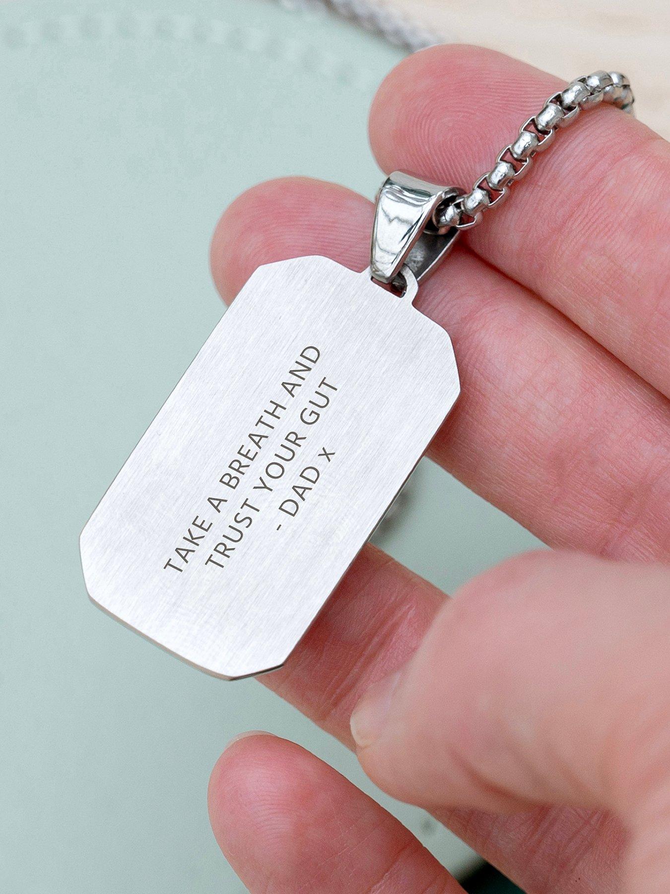 Image 2 of 5 of Treat Republic Personalised Men's Contemporary Silver Tone Dog Tag Necklace