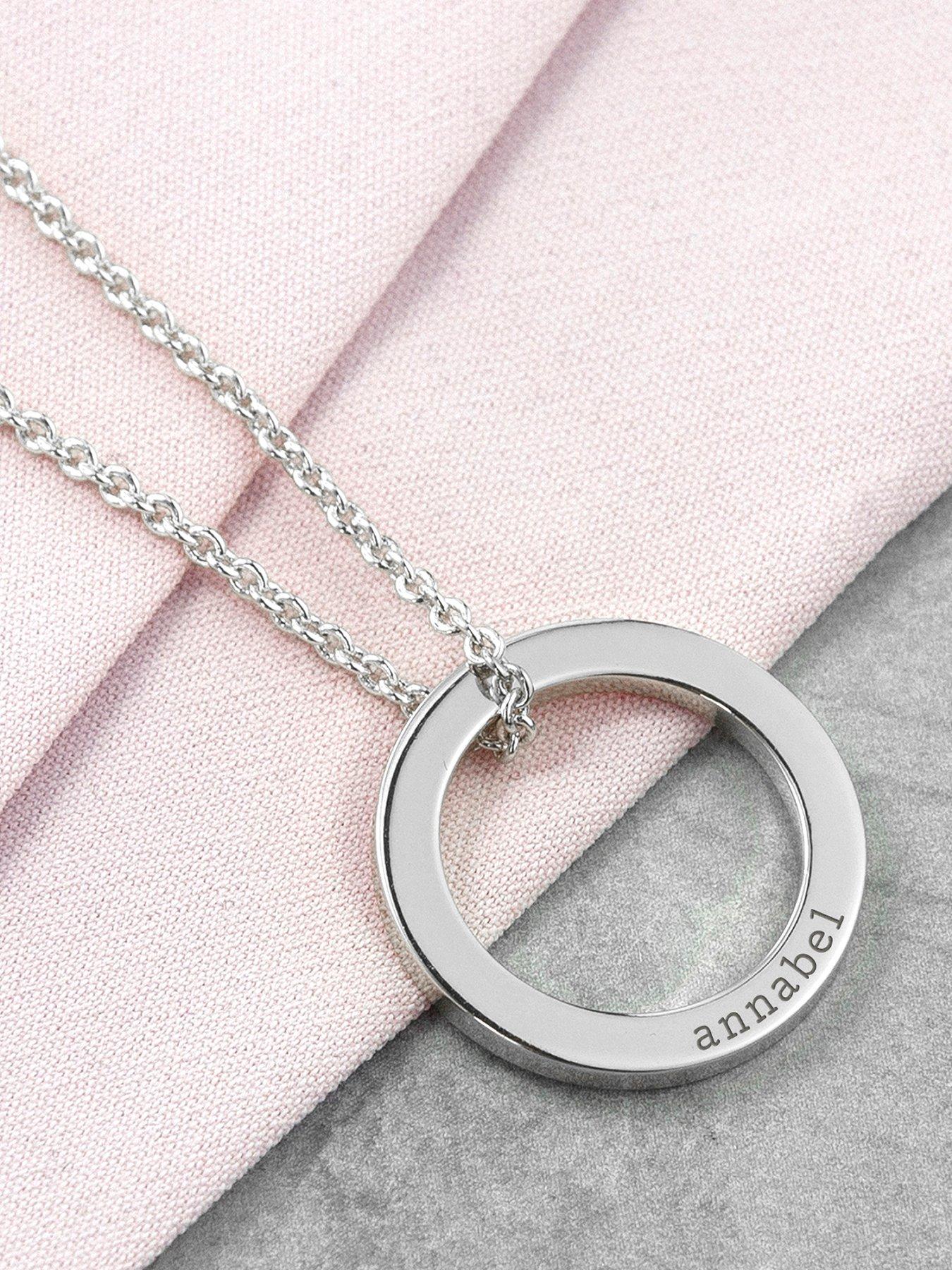 Image 1 of 5 of Treat Republic Personalised Family Ring Necklace in Silver