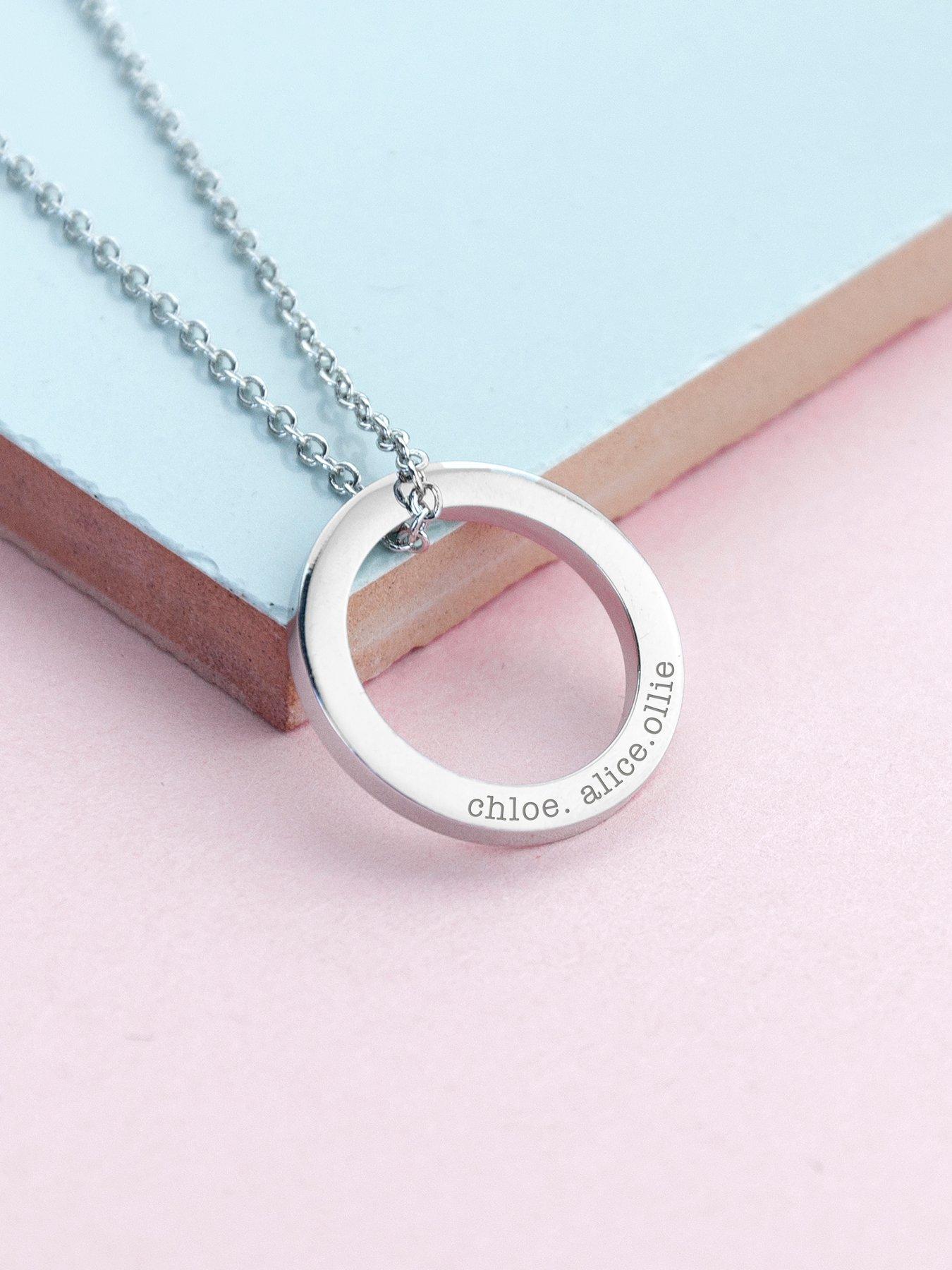 Image 2 of 5 of Treat Republic Personalised Family Ring Necklace in Silver
