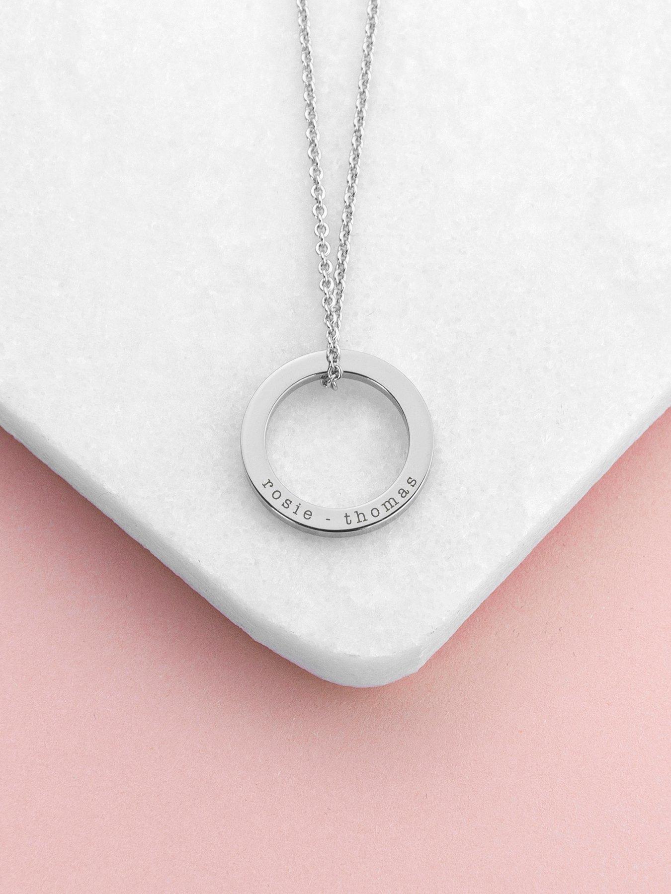 Image 3 of 5 of Treat Republic Personalised Family Ring Necklace in Silver