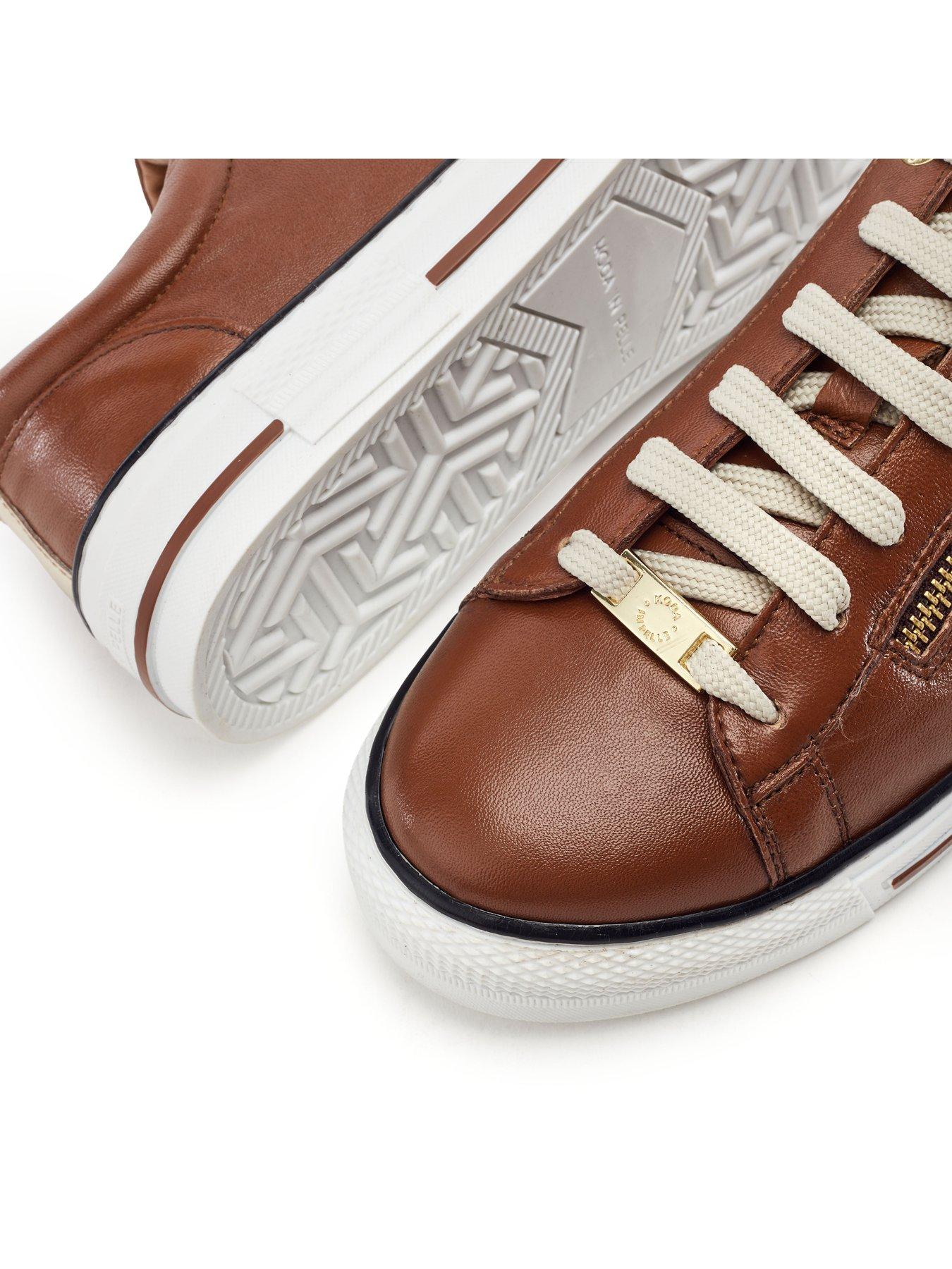 Image 4 of 4 of Moda In Pelle Womens Felicitee Side Zip Leather Trainers - Tan