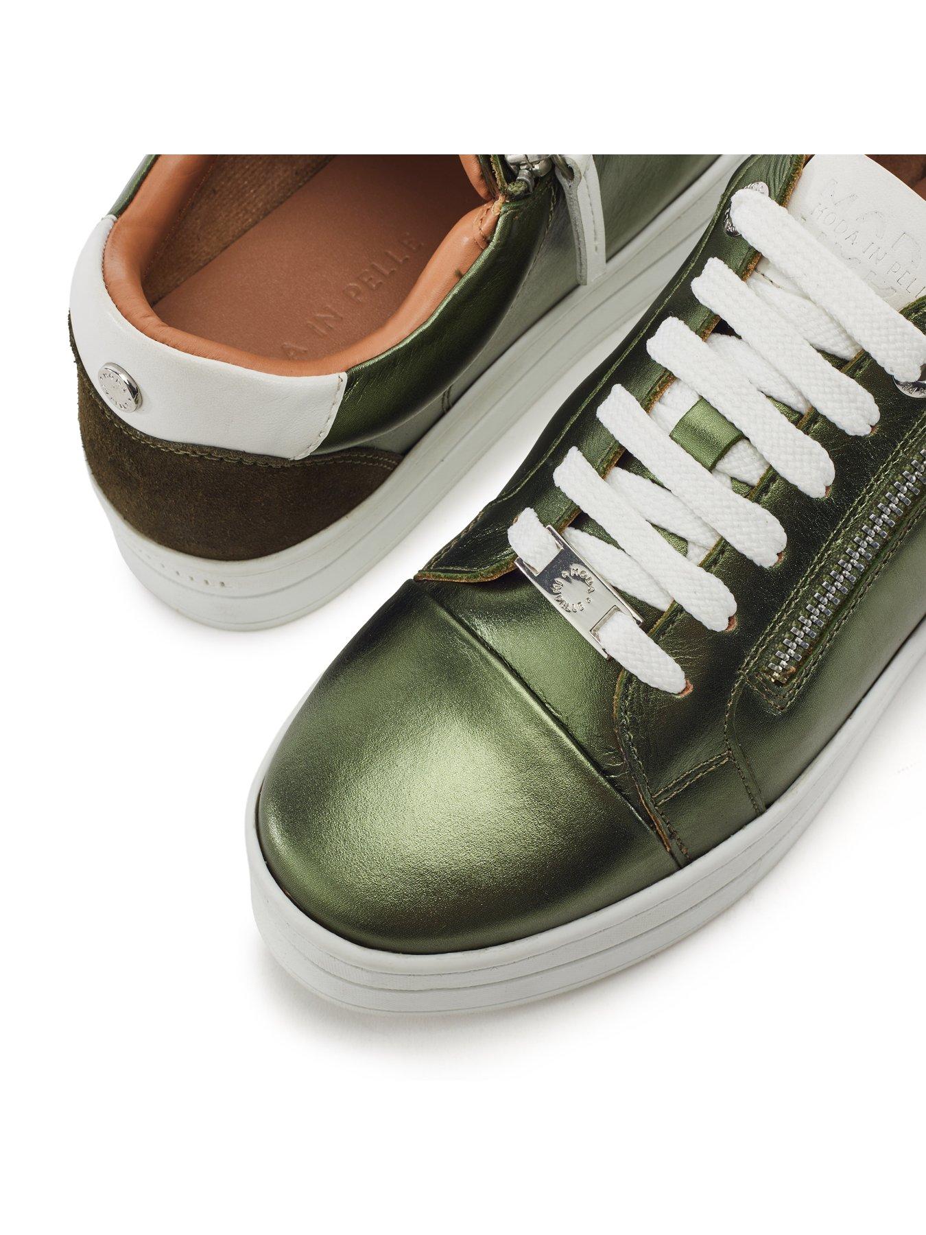 Image 4 of 5 of Moda In Pelle Womens Abbee Metallic Leather Zip Trainers - Green