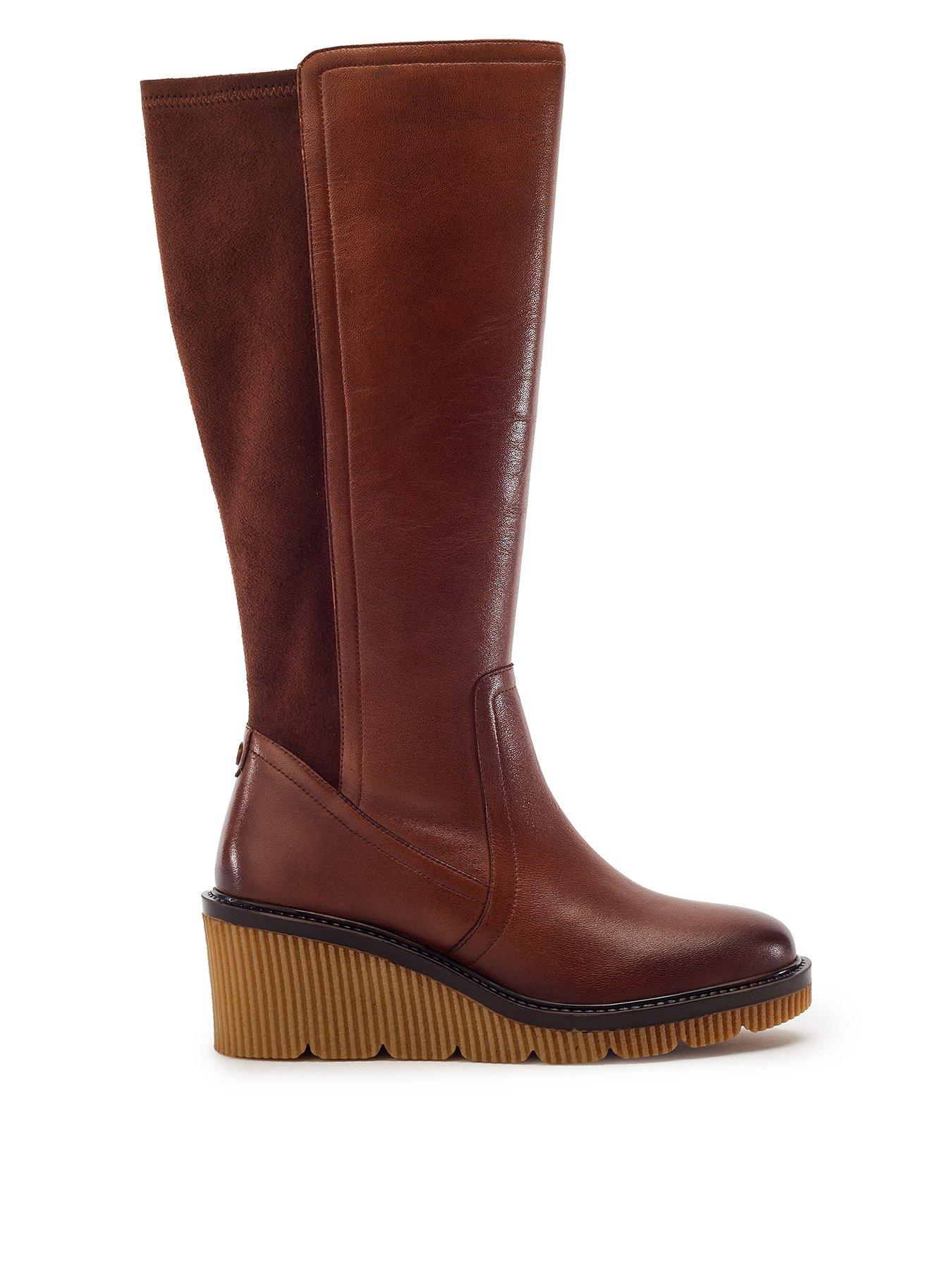 Image 1 of 6 of Moda In Pelle Rosemarey Leather Casual Long Boots - Tan