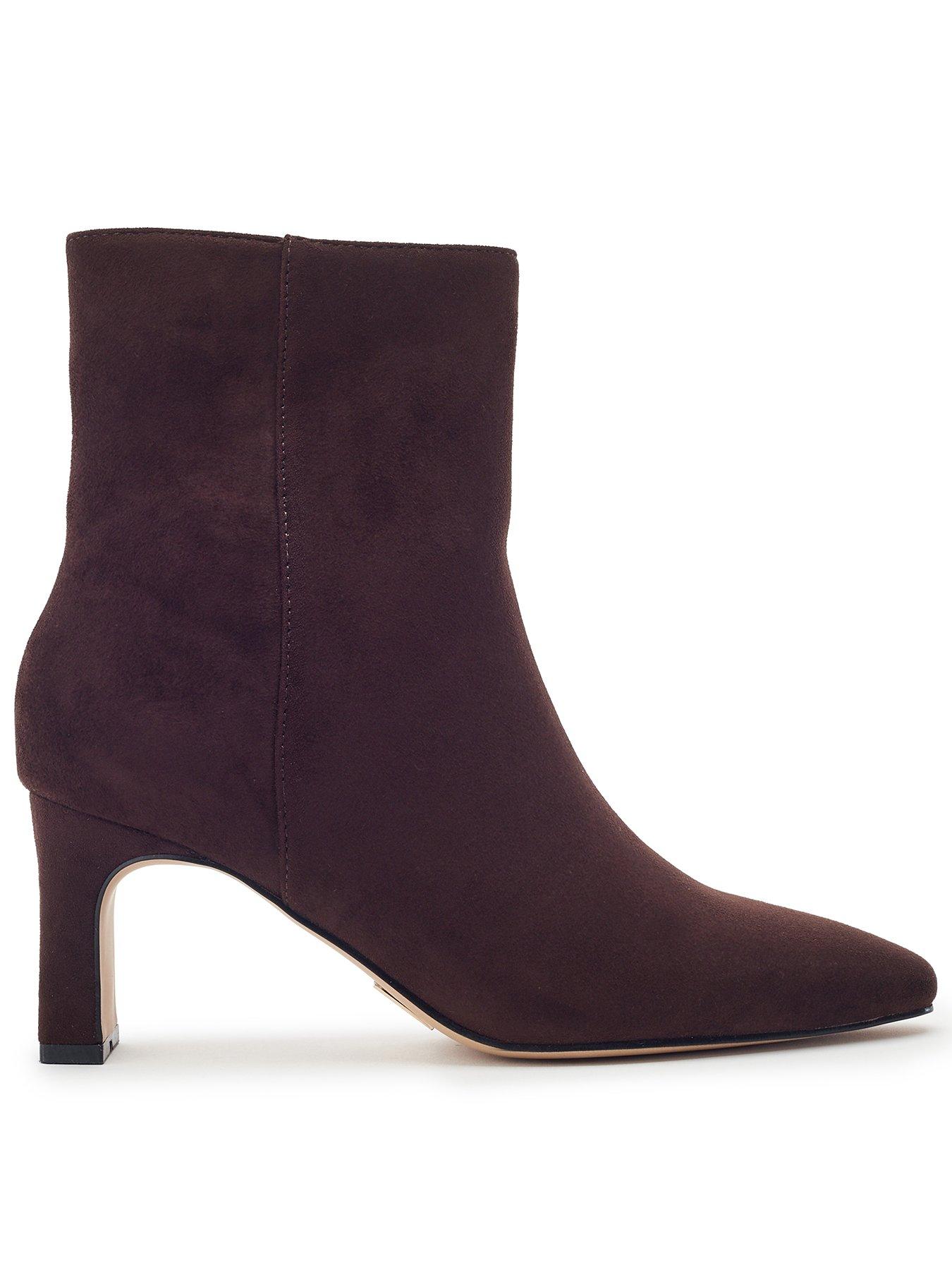 Moda In Pelle Womens Opalia Pointed Toe Heeled Ankle Boots - Brown ...