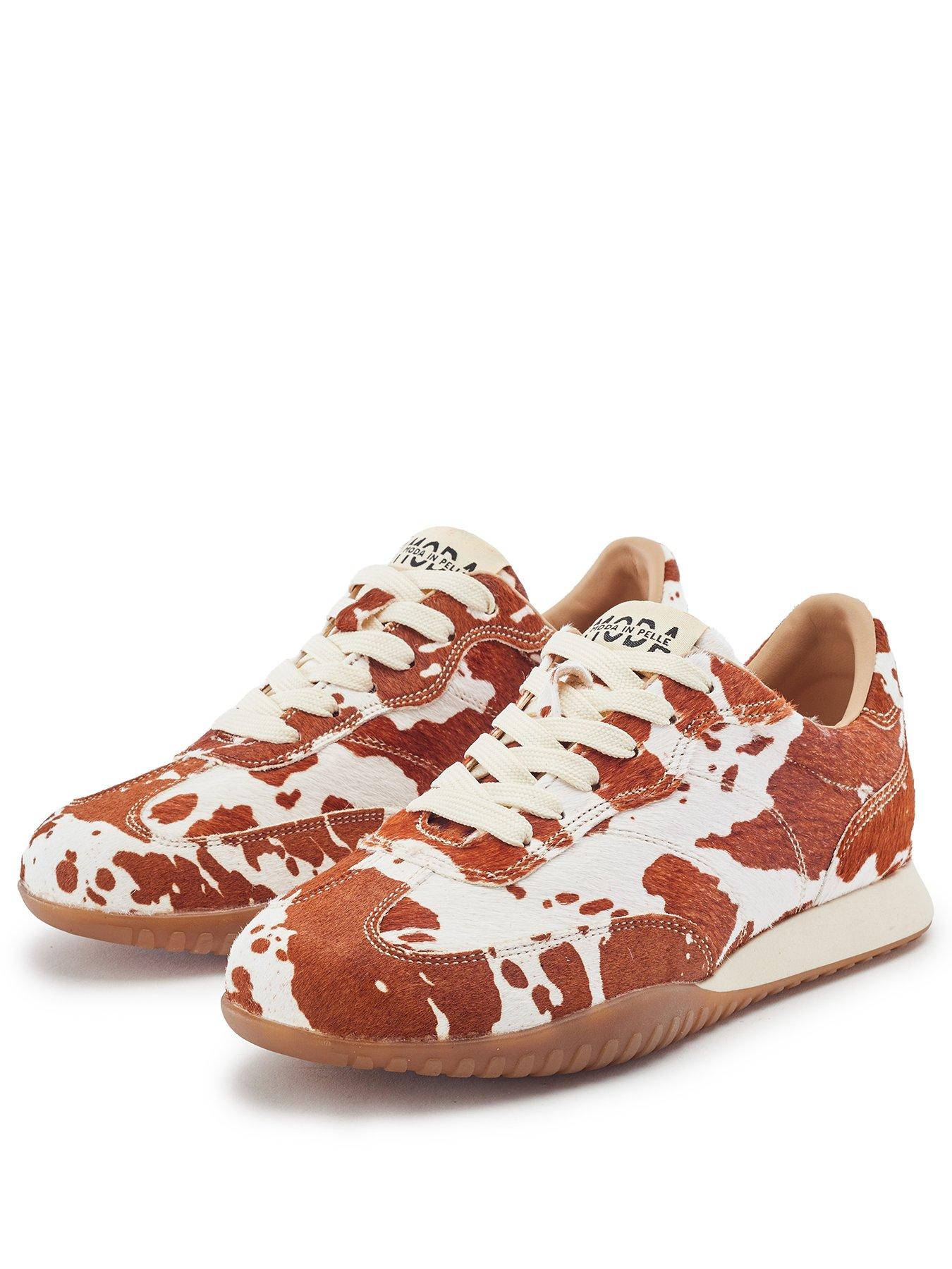Image 2 of 6 of Moda In Pelle Aveline Cow Print Pony Hair Trainers - Brown