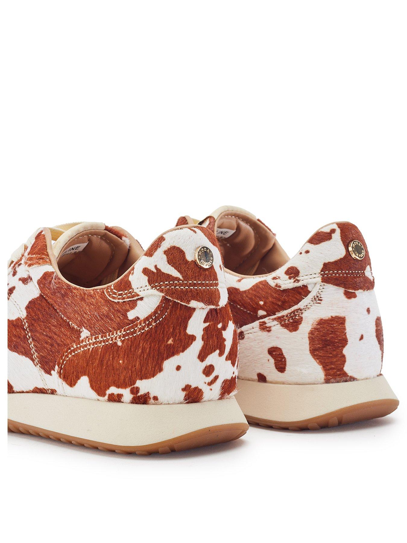 Image 3 of 6 of Moda In Pelle Aveline Cow Print Pony Hair Trainers - Brown