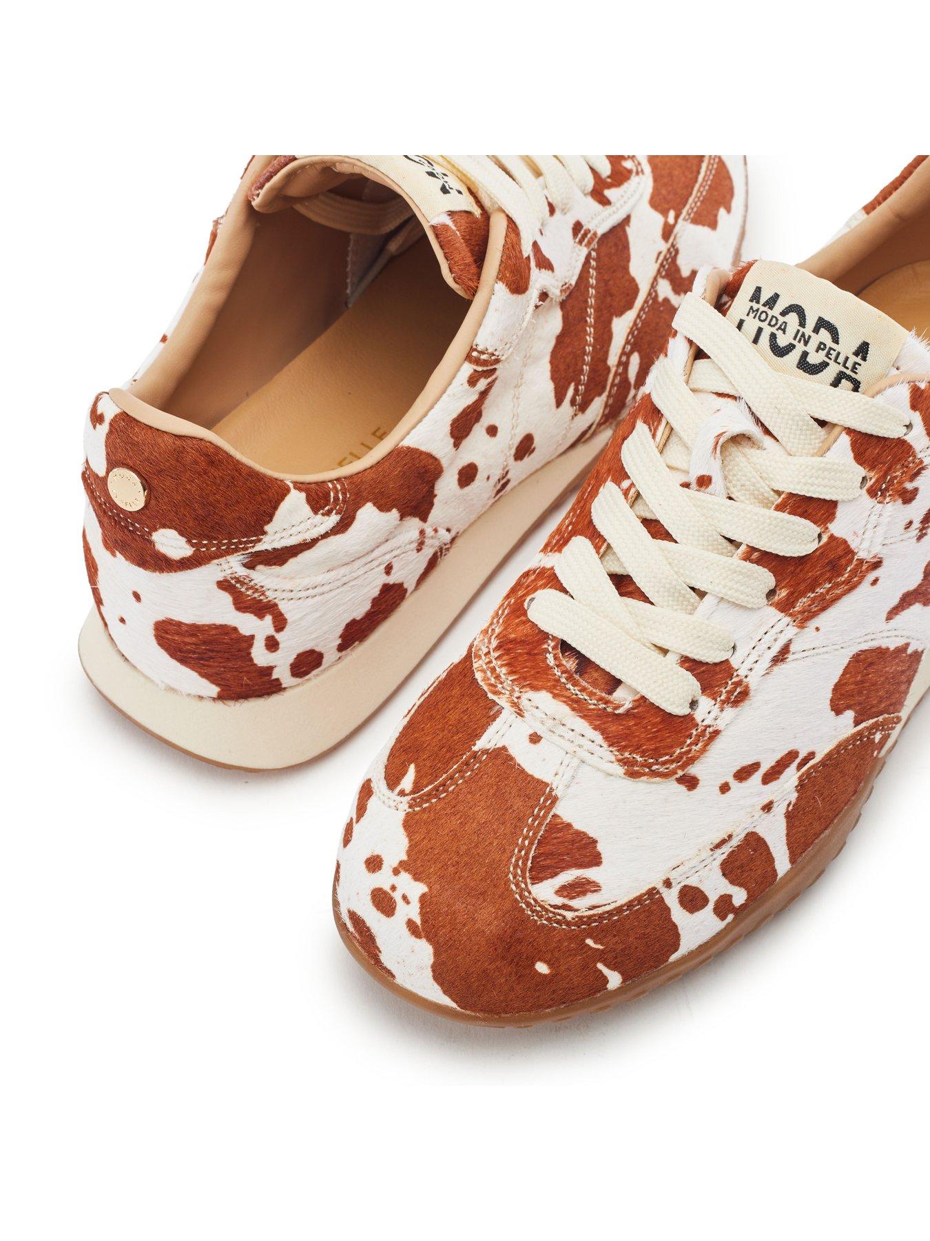 Image 5 of 6 of Moda In Pelle Aveline Cow Print Pony Hair Trainers - Brown