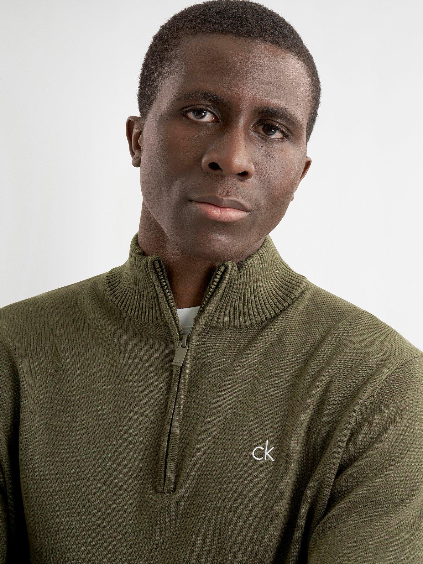 Image 4 of 4 of Calvin Klein Golf Mens Golf Avenue Half Zip Rib Trim Sweater - Green