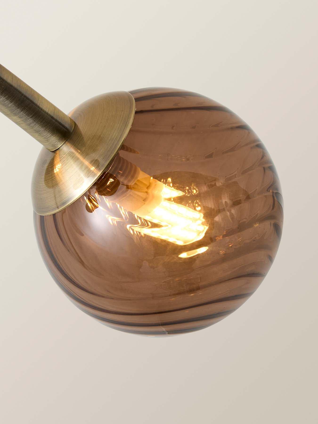 Image 4 of 7 of ValueLights Sydney Brushed Brass With Brown Swirl Glass Multi Arm Ceiling Light With Bulbs