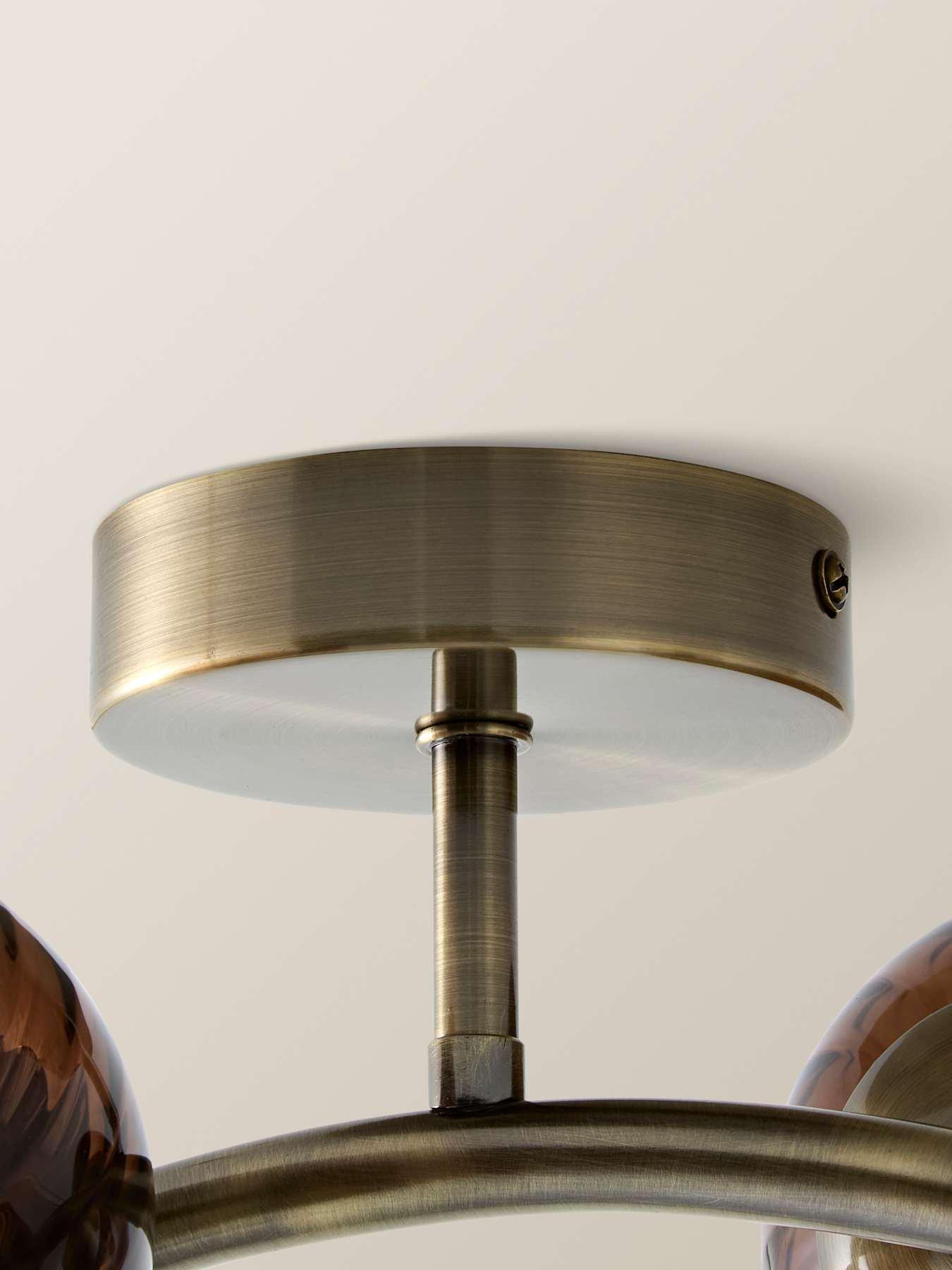 Image 5 of 7 of ValueLights Sydney Brushed Brass With Brown Swirl Glass Multi Arm Ceiling Light With Bulbs