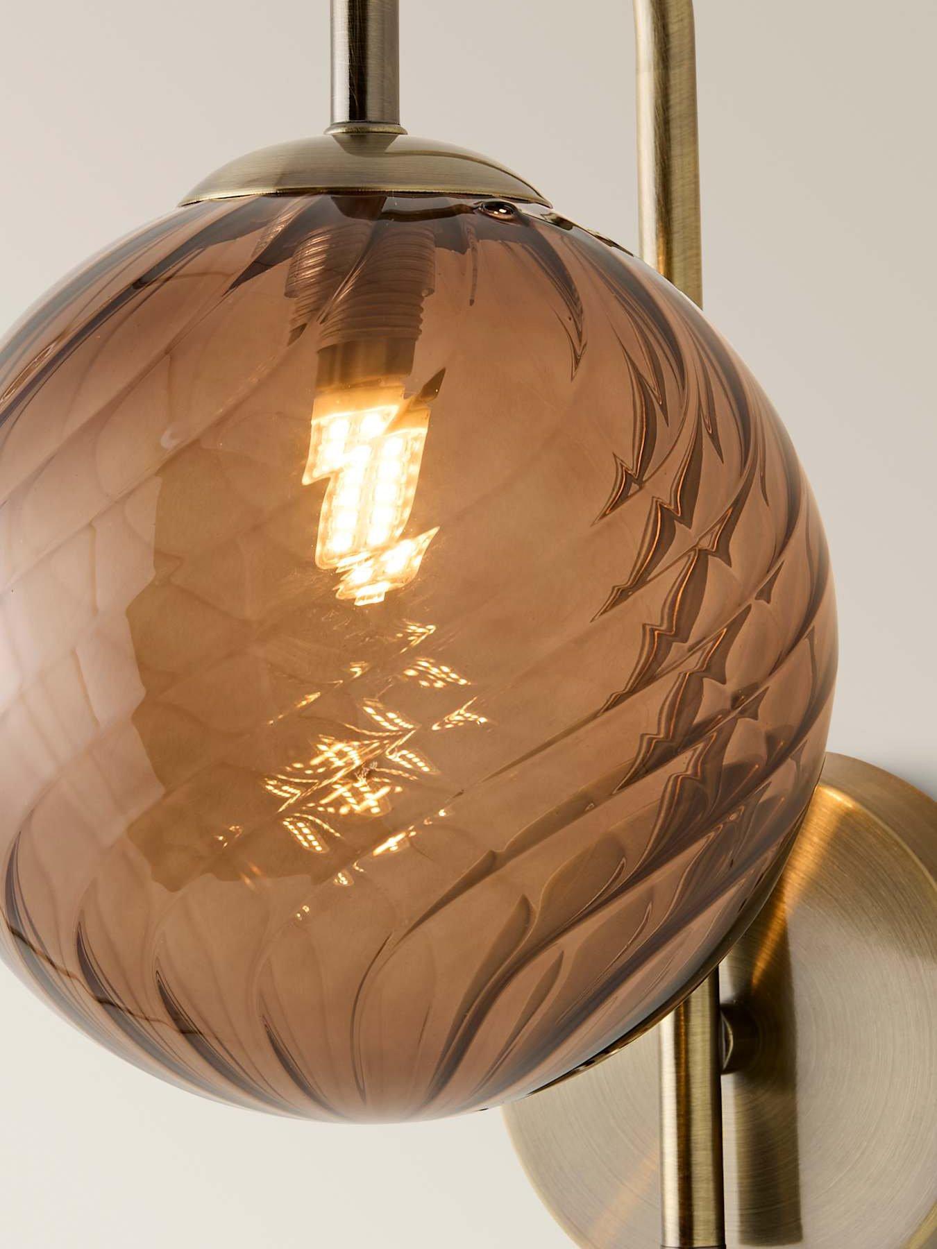 Image 4 of 7 of ValueLights Sydney Brushed Brass With Brown Swirl Glass Wall Light With Bulb