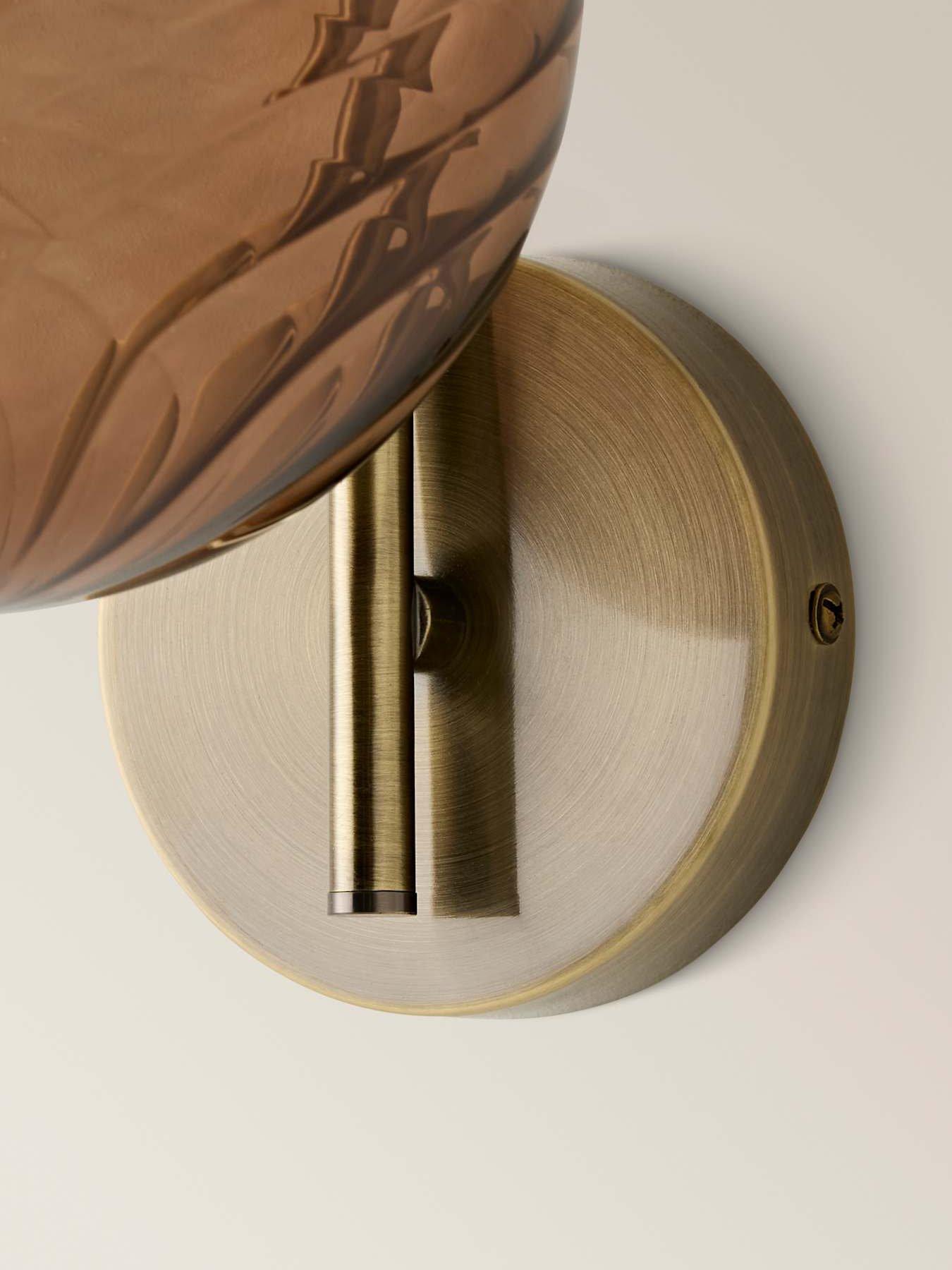 Image 5 of 7 of ValueLights Sydney Brushed Brass With Brown Swirl Glass Wall Light With Bulb