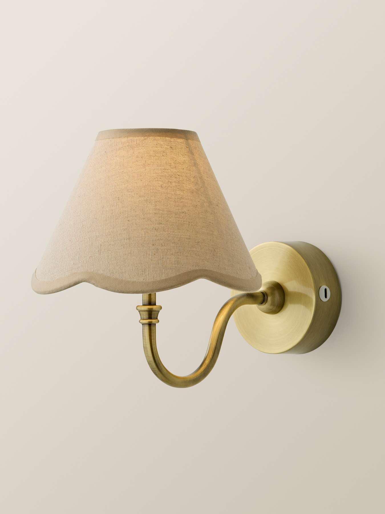 Image 3 of 6 of ValueLights Lowe Brushed Gold Rechargeable Wall Light Base With Florie Natural Shade