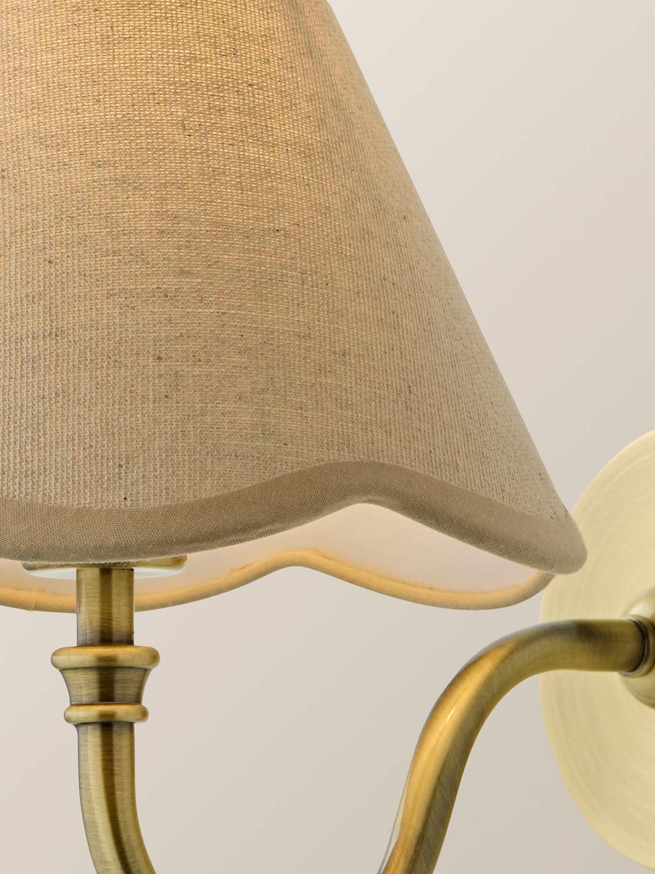 Image 4 of 6 of ValueLights Lowe Brushed Gold Rechargeable Wall Light Base With Florie Natural Shade